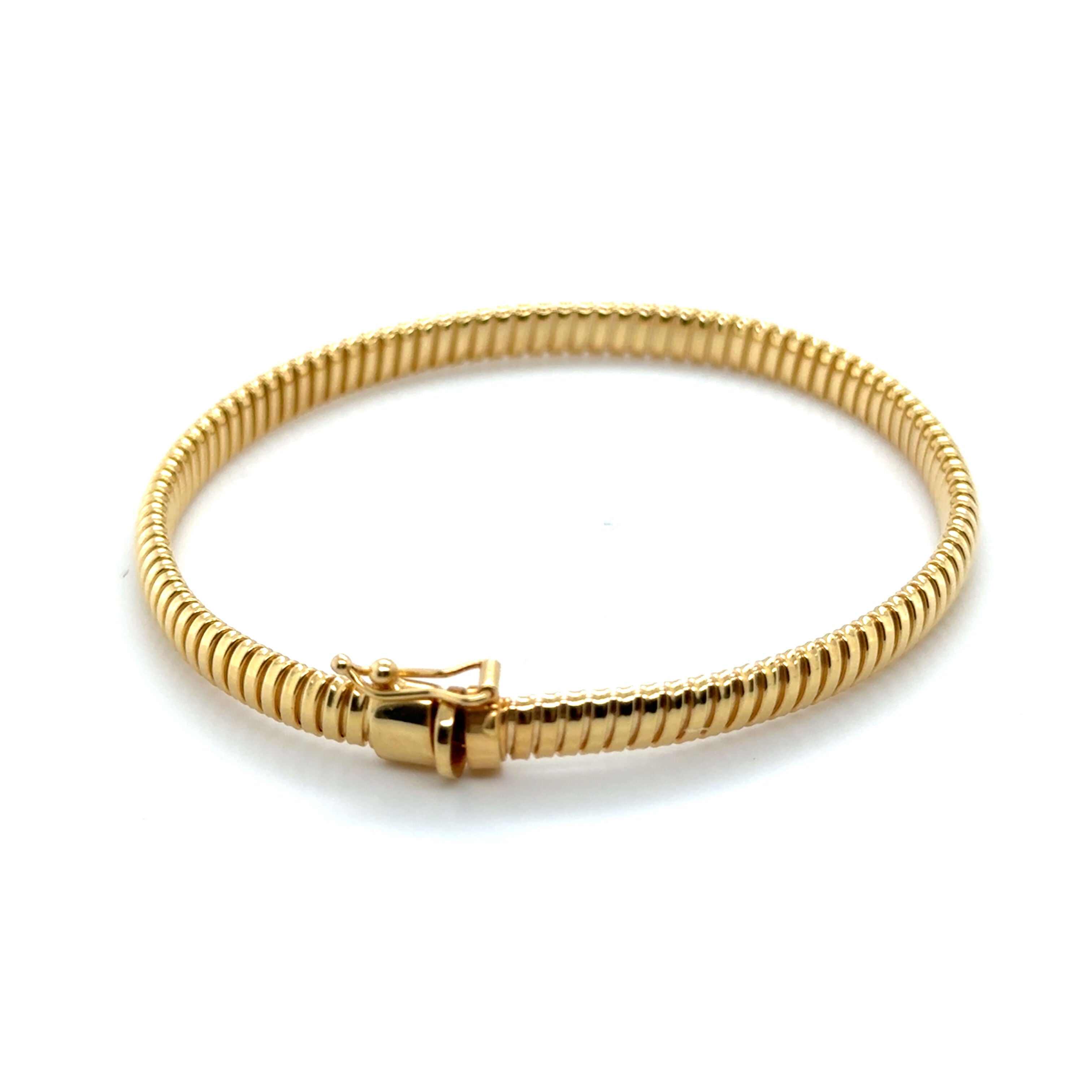 14K Gold 5mm Tubogas Bracelet: 7.25" Elegant & Timeless