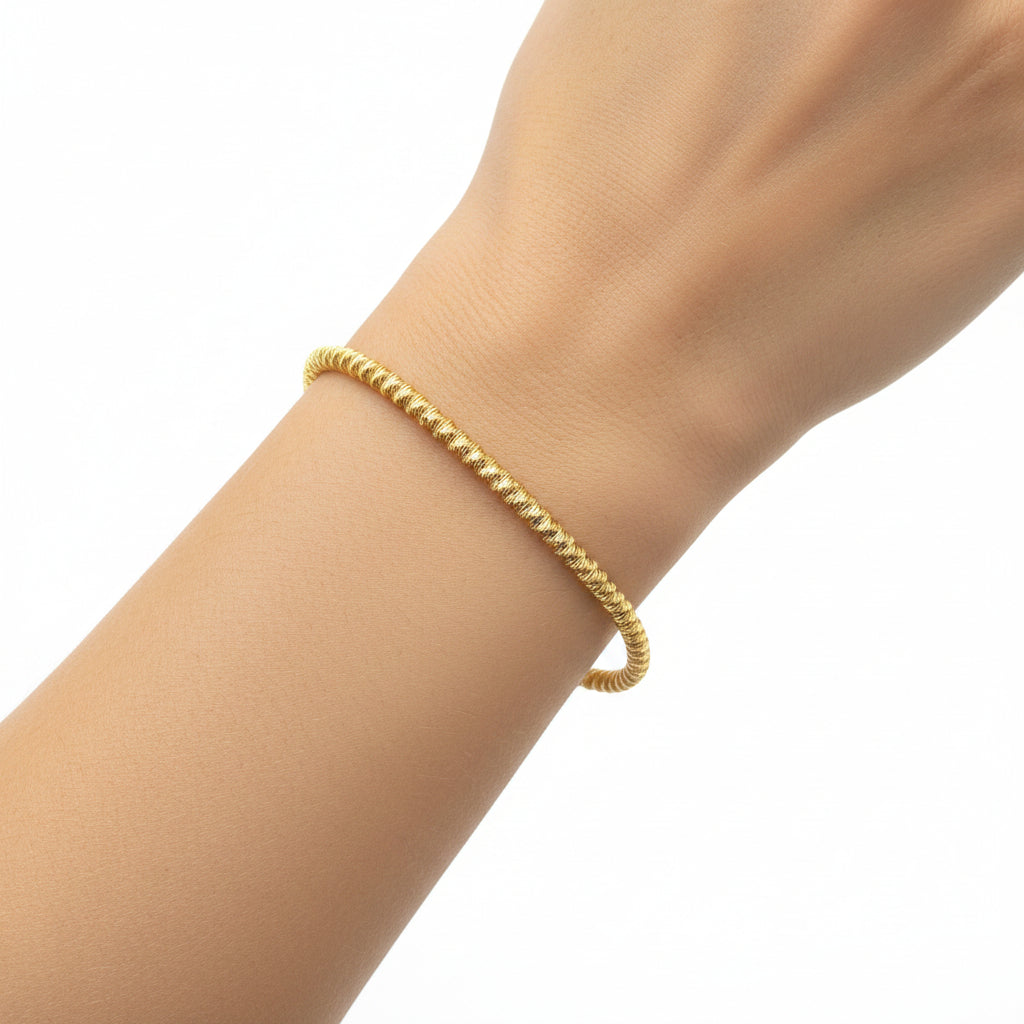 14K Yellow Gold Spring-Inspired Diamond Cut Sparkle Chain Bracelet, Made In Italy