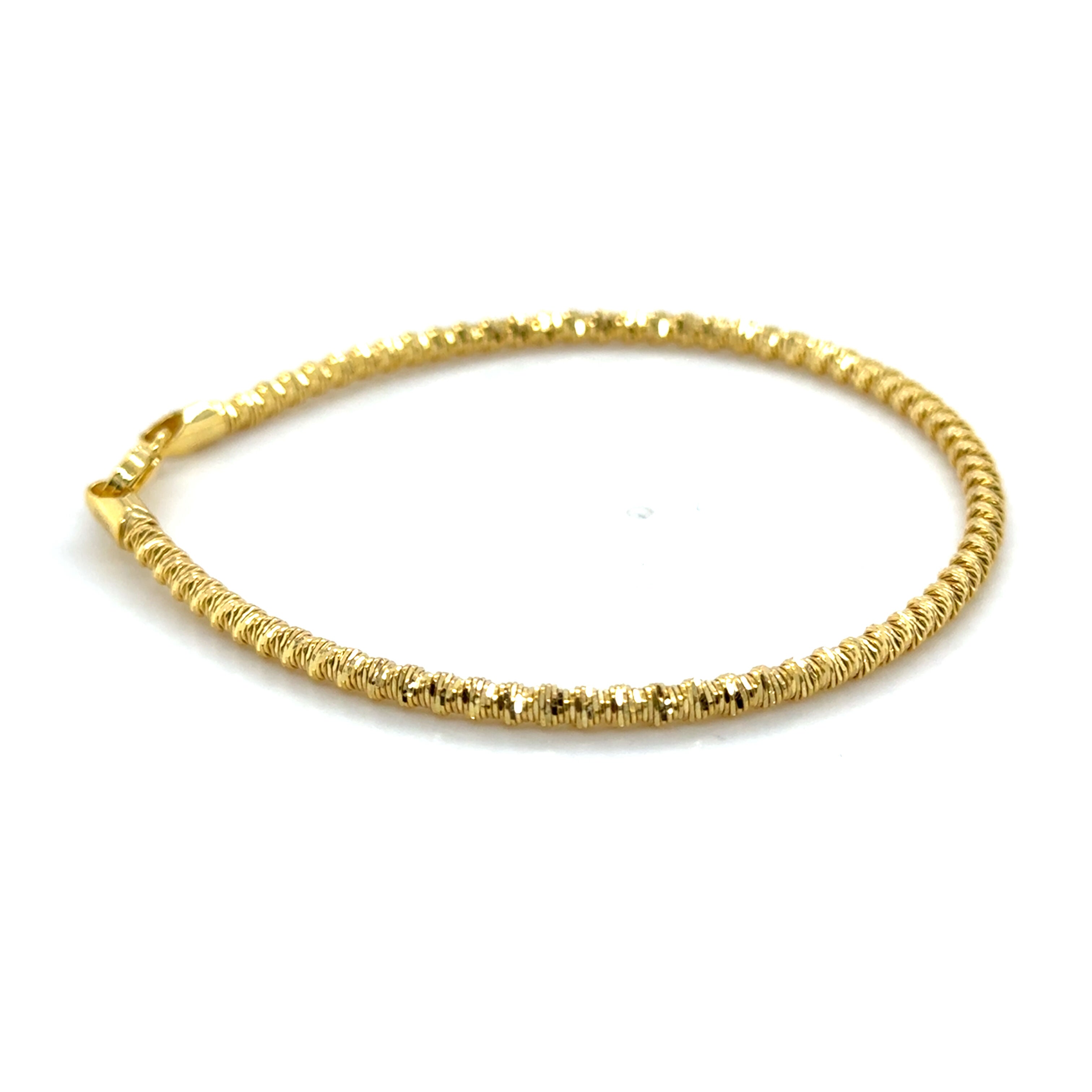 14K Yellow Gold Spring-Inspired Diamond Cut Sparkle Chain Bracelet, Made In Italy