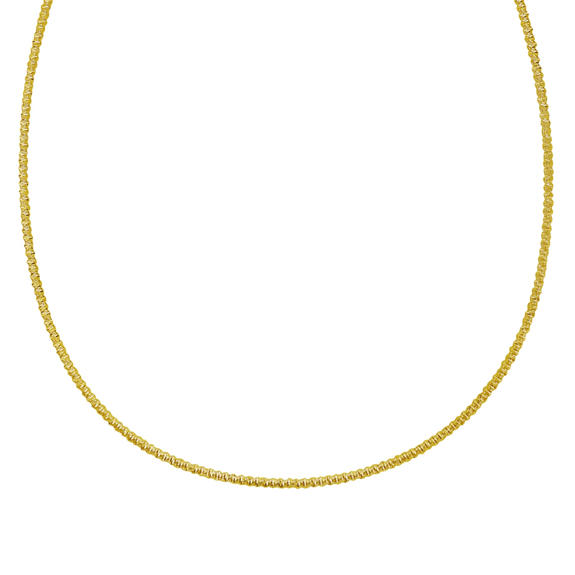 14K Gold Sparkle Diamond Cut Beaded Necklace: 18" / 2mm, Made In Italy