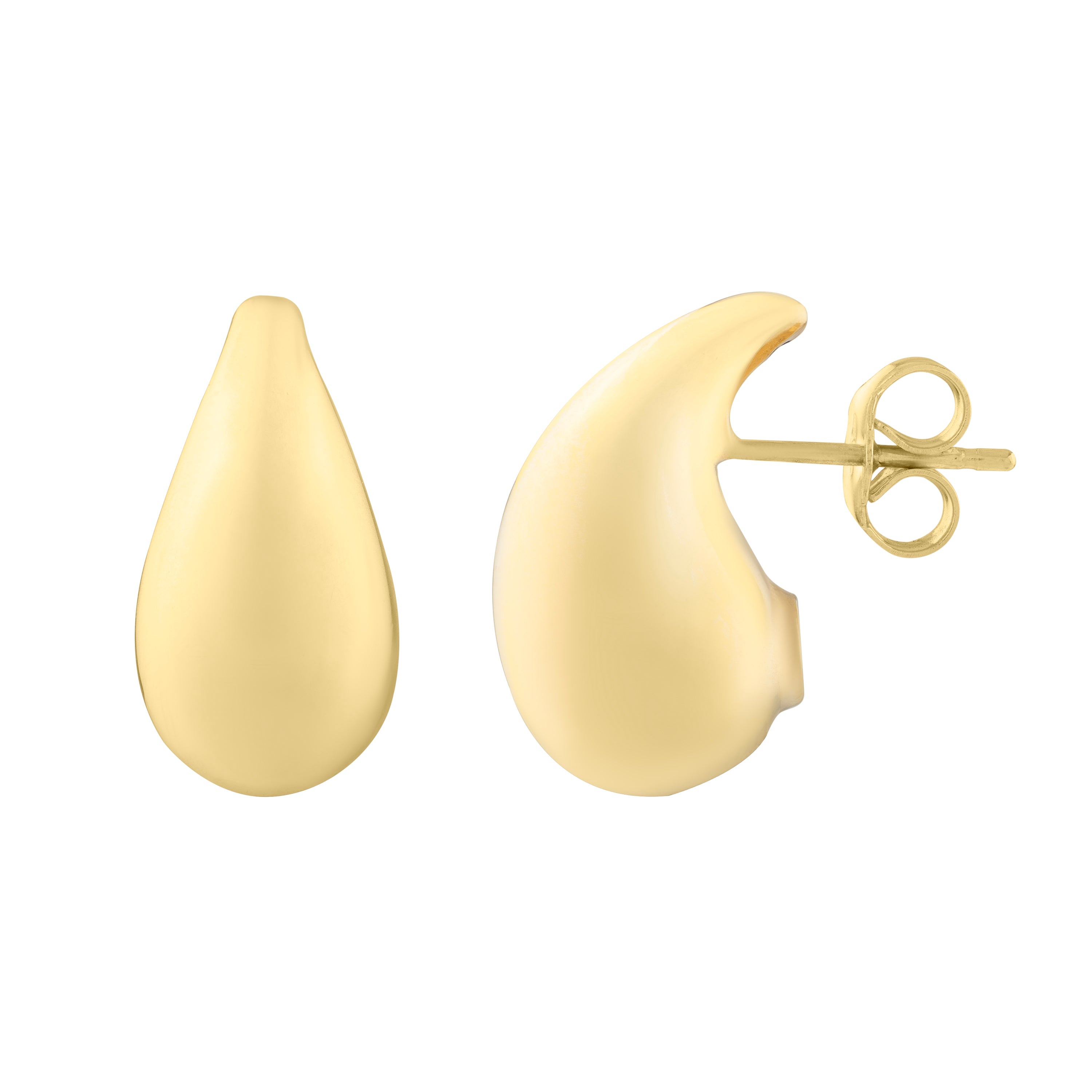 14K Gold Puffed Teardrop Stud Earrings