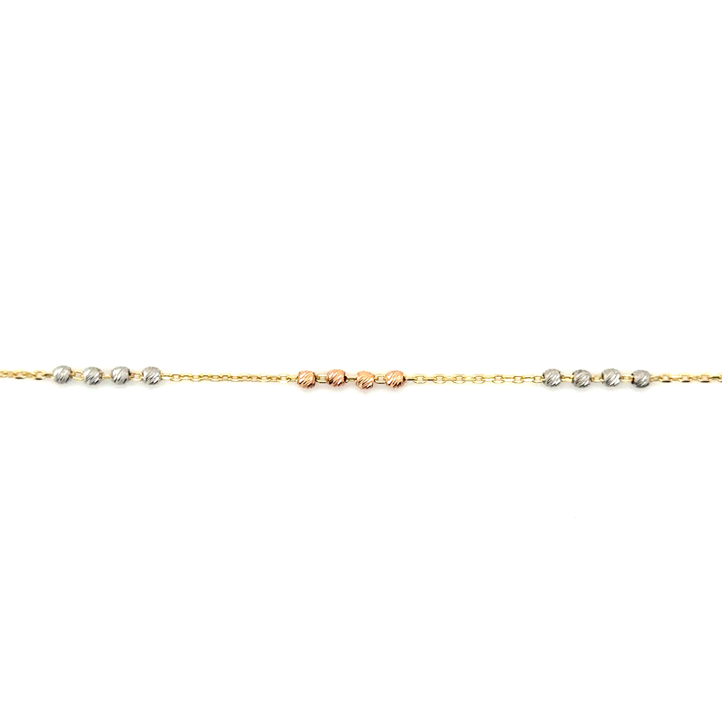 14K Tricolor Gold Dainty Bead Station Necklace: 17"