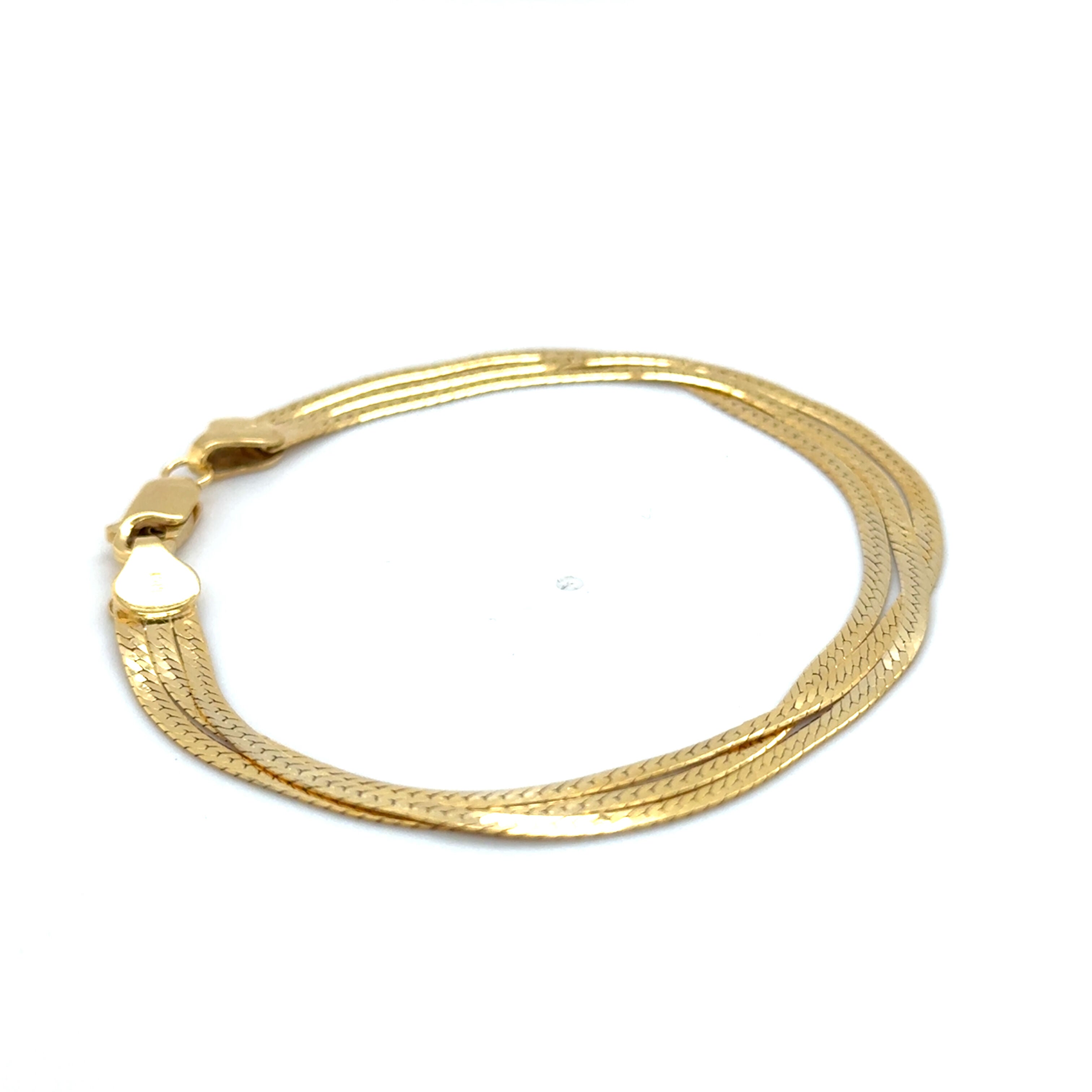 14K Gold Layered Serpentine Bracelet: Three Strands