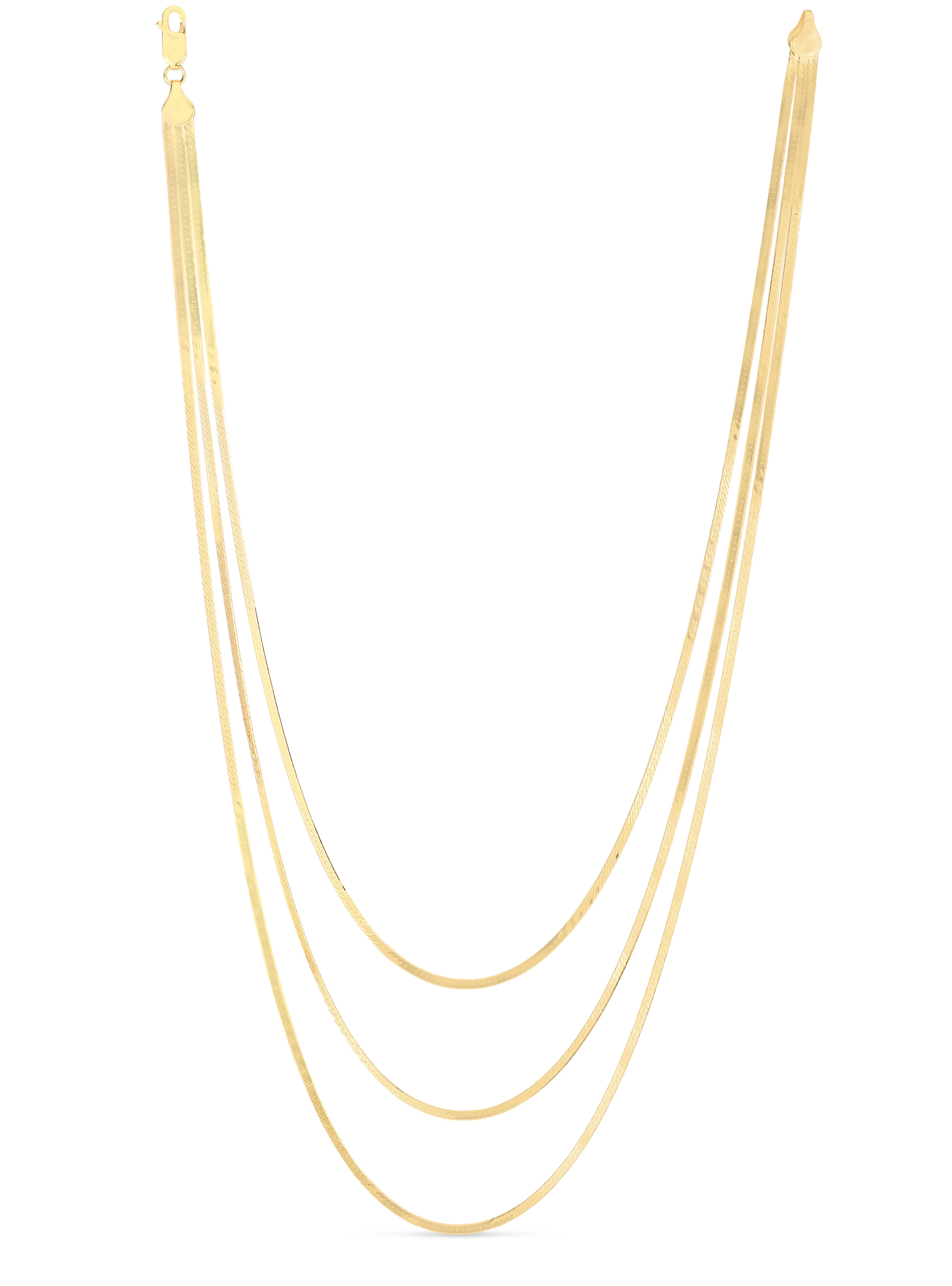 14K Gold Layered Serpentina Necklace – Three Strands