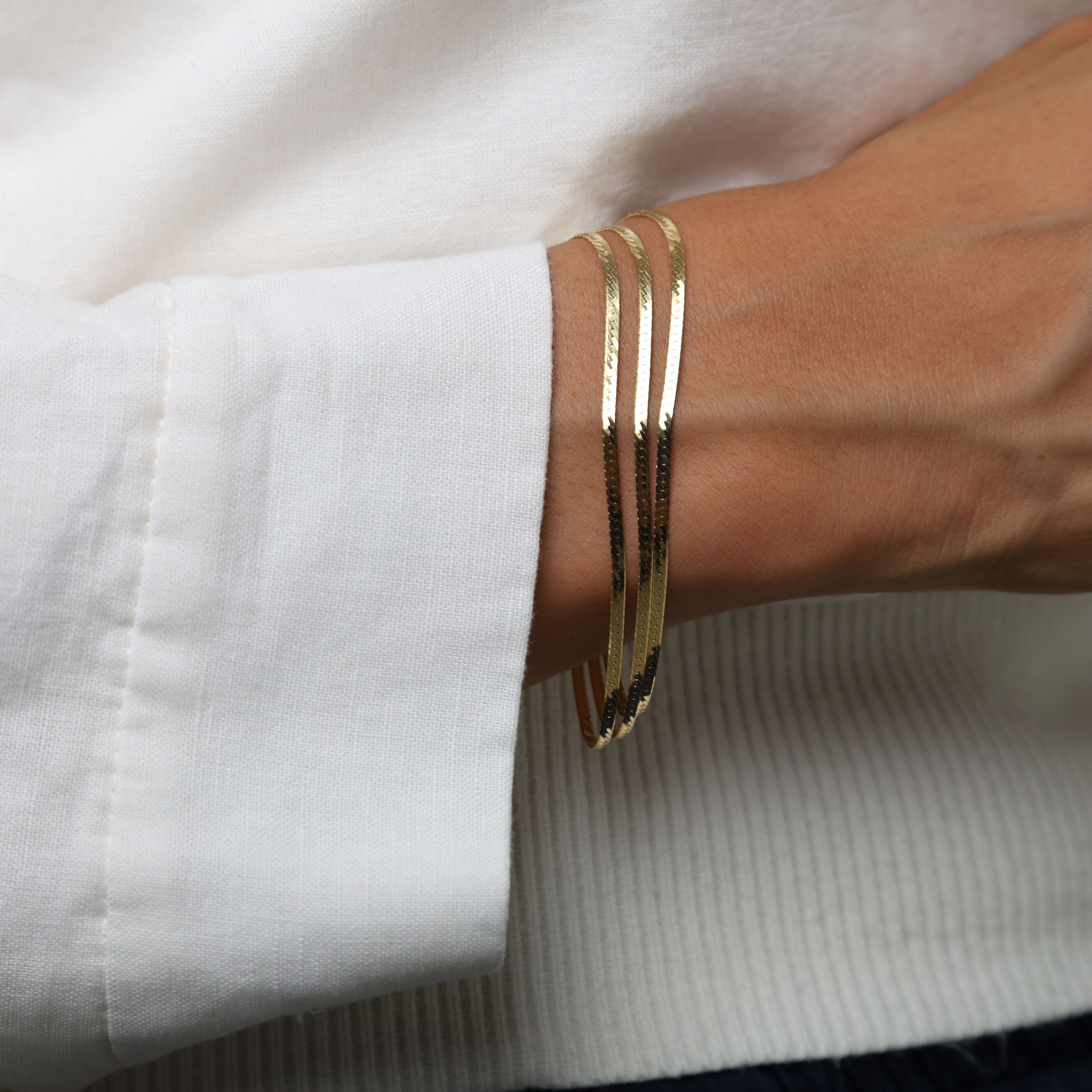 14K Gold Layered Serpentina Necklace – Three Strands