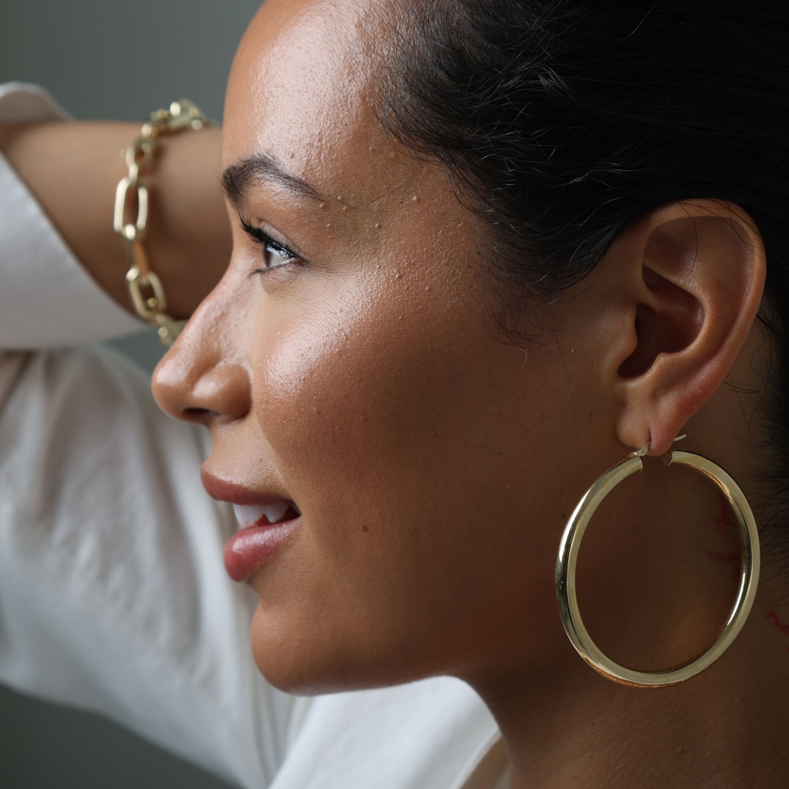 10K Gold 65mm Large Polished Hoops: 4mm & 5mm Thick