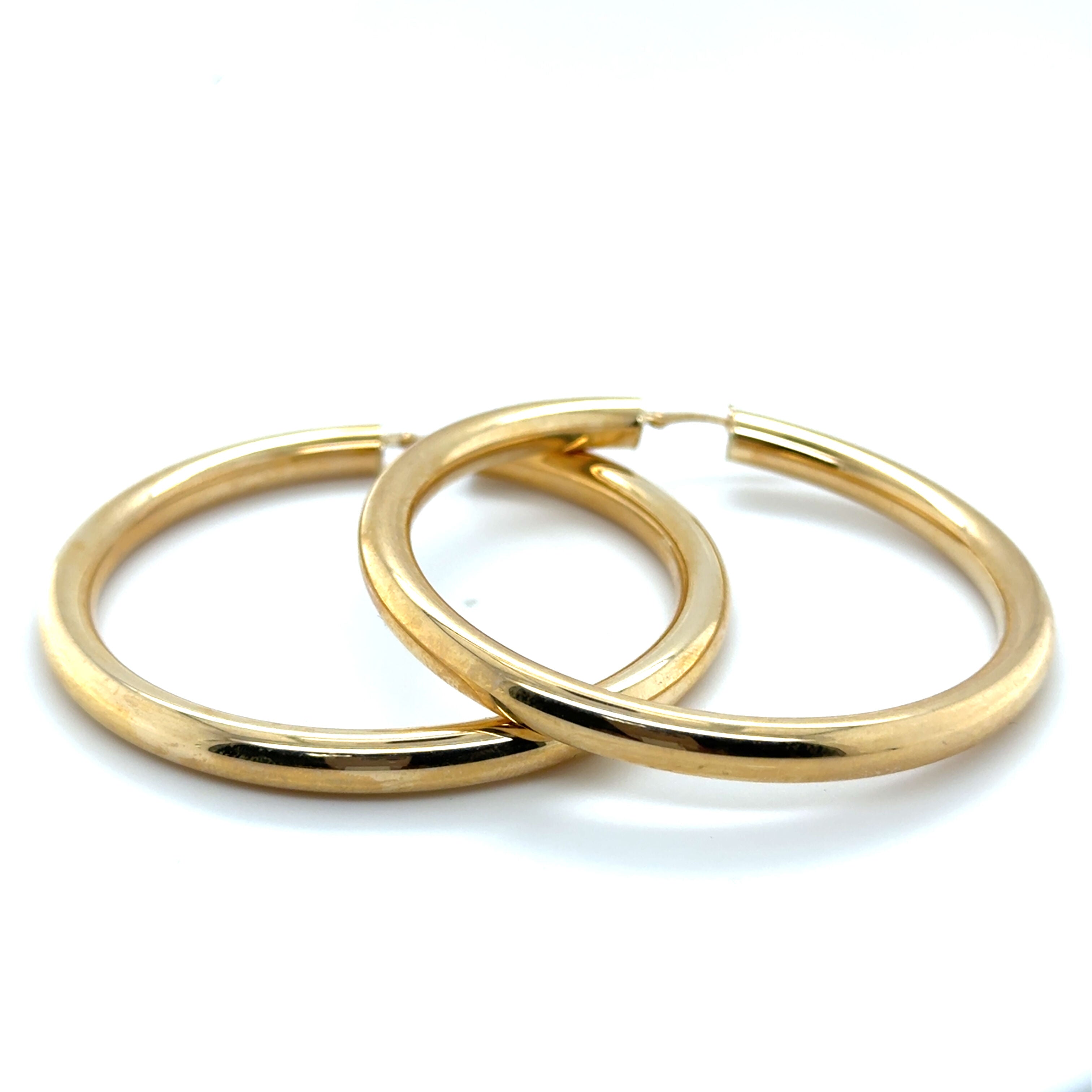 10K Gold 65mm Large Polished Hoops: 4mm & 5mm Thick