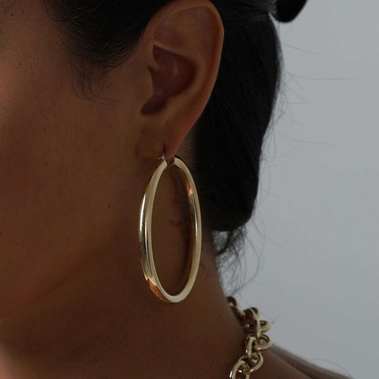 10K Gold 65mm Large Polished Hoops: 4mm & 5mm Thick
