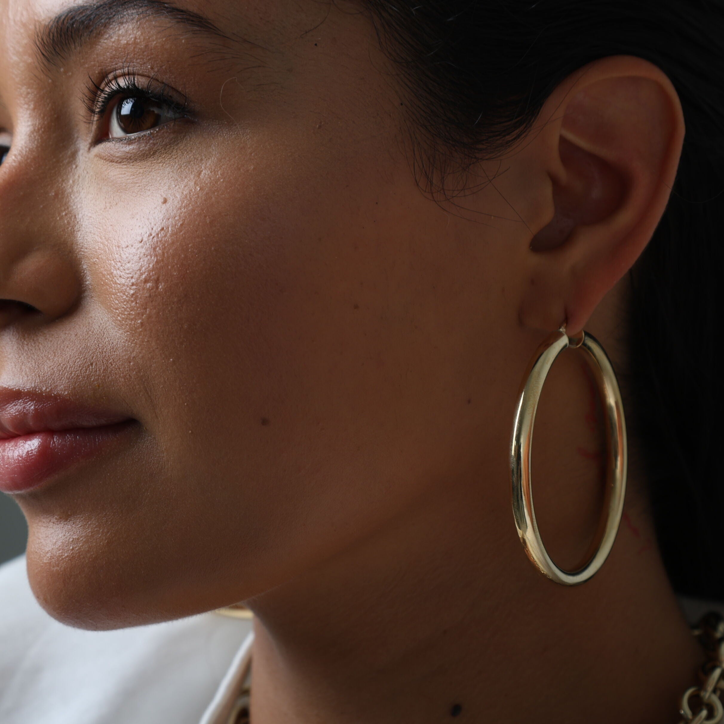 10K Gold 65mm Large Polished Hoops: 4mm & 5mm Thick