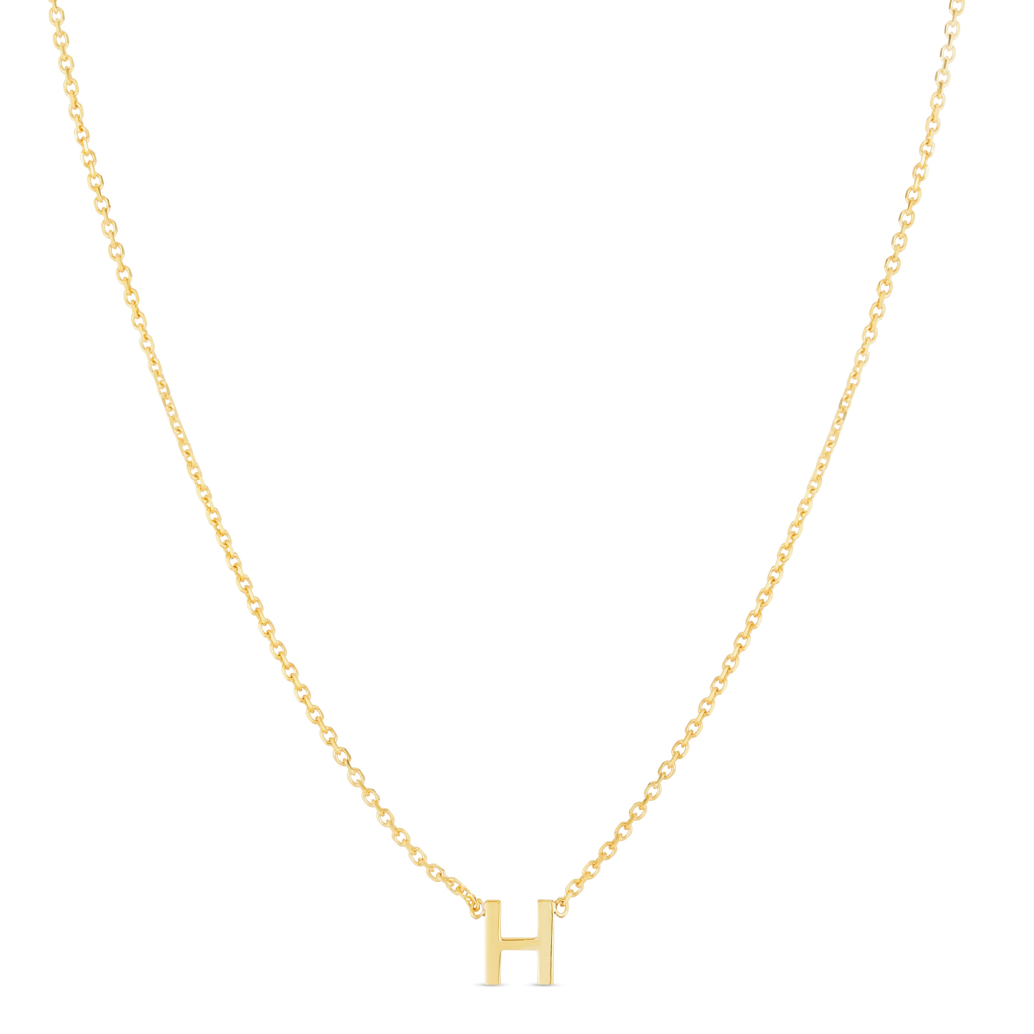 14K Gold Dainty Mini Initial Necklace: 18" Adjustable At 16"