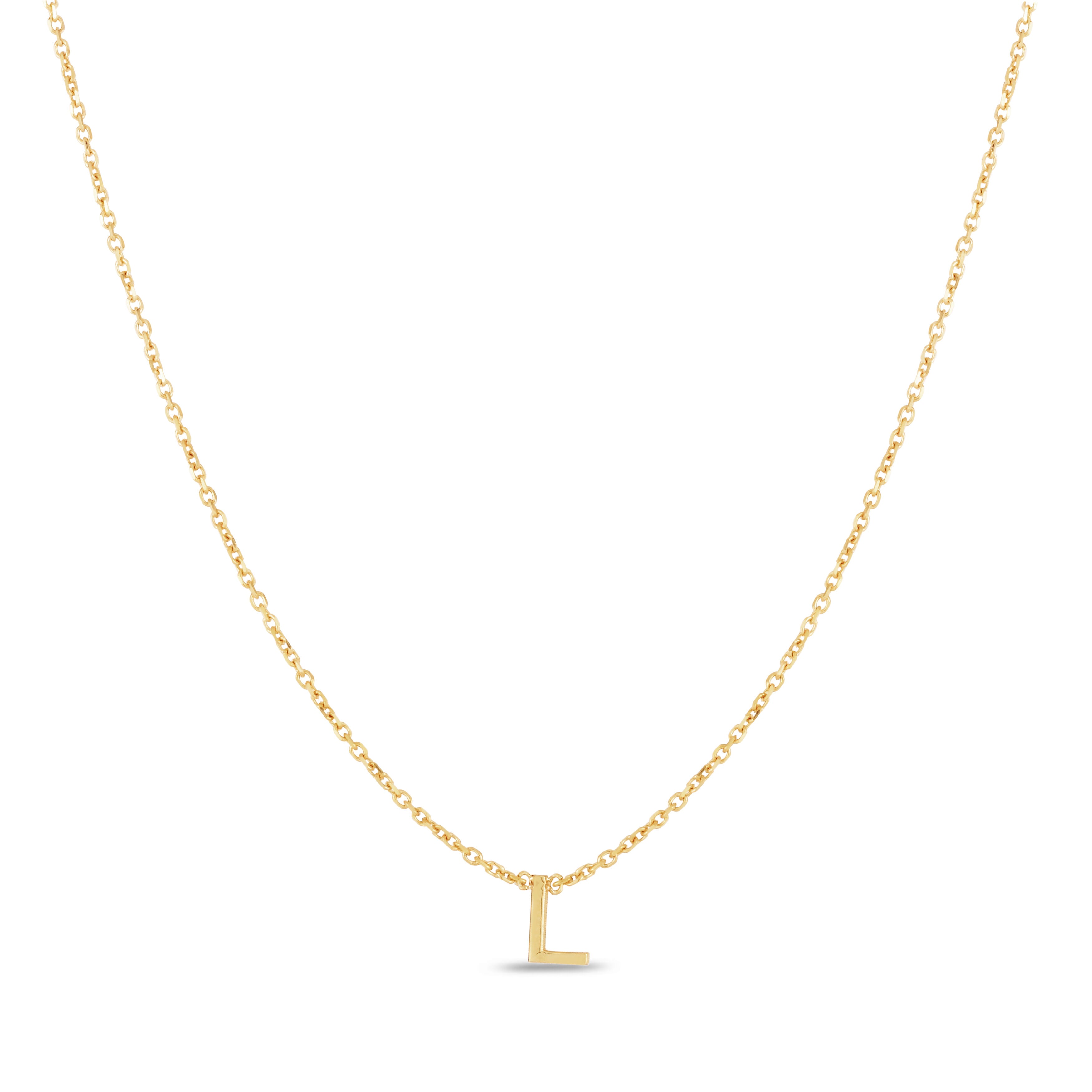 14K Gold Dainty Mini Initial Necklace: 18" Adjustable At 16"