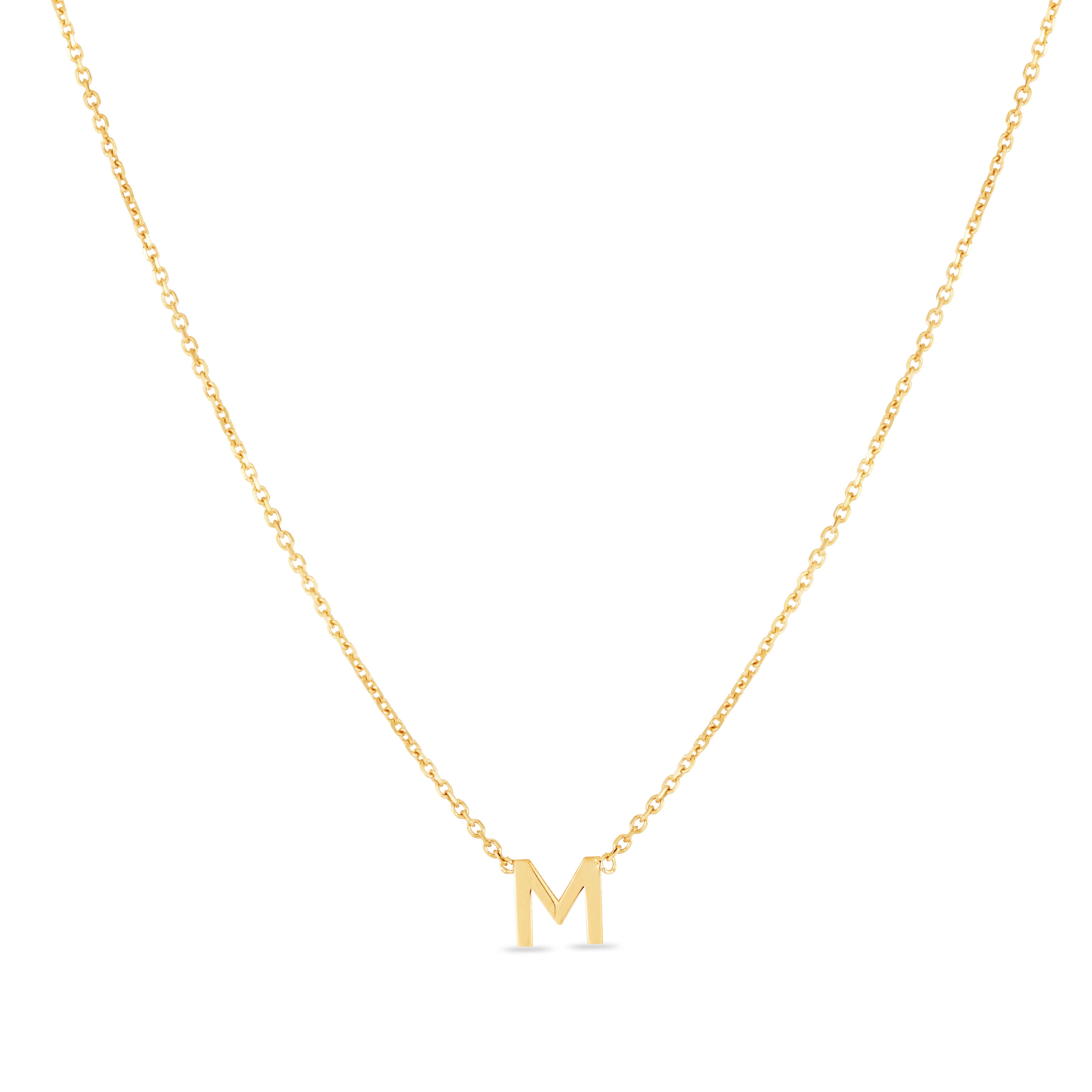 14K Gold Dainty Mini Initial Necklace: 18" Adjustable At 16"