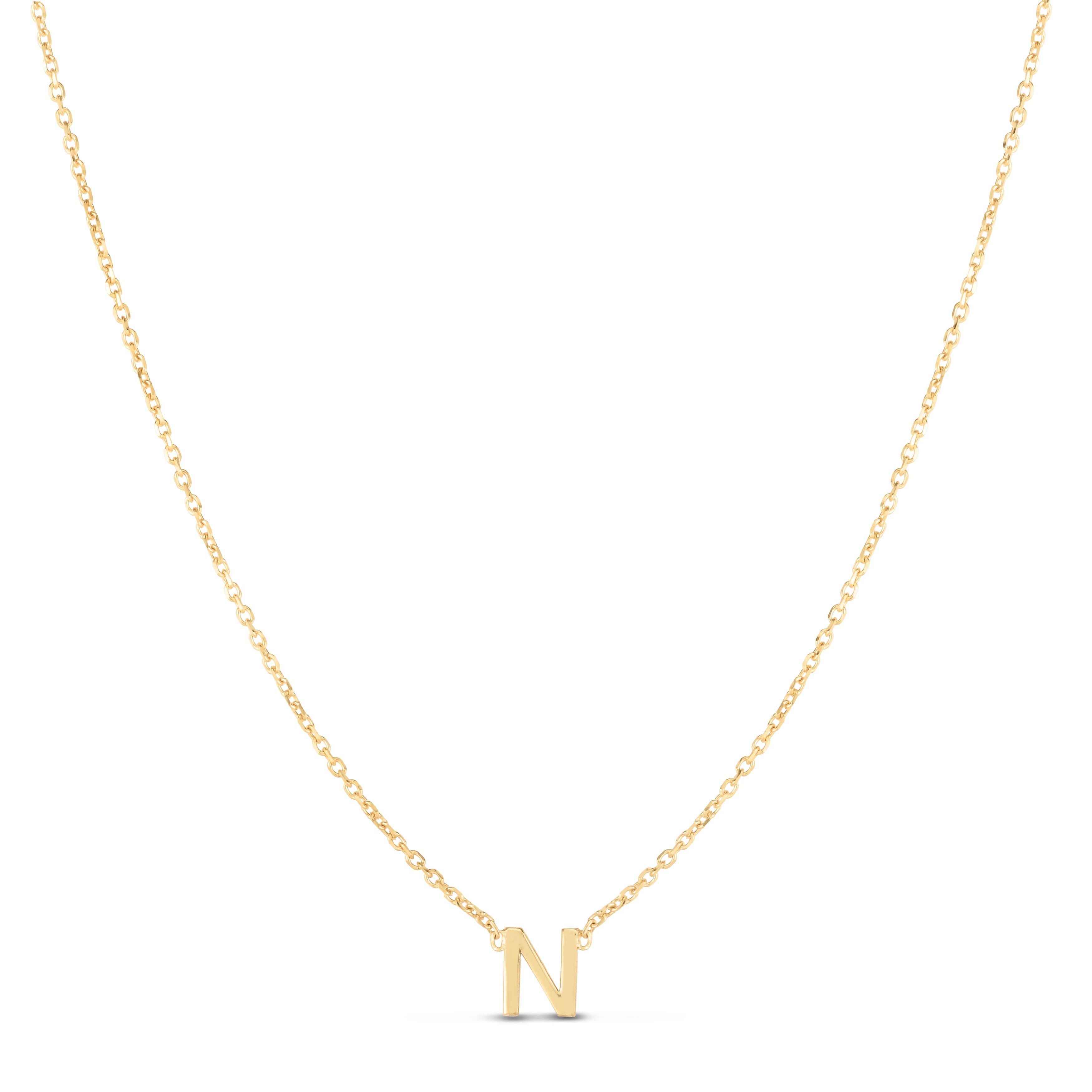 14K Gold Dainty Mini Initial Necklace: 18" Adjustable At 16"
