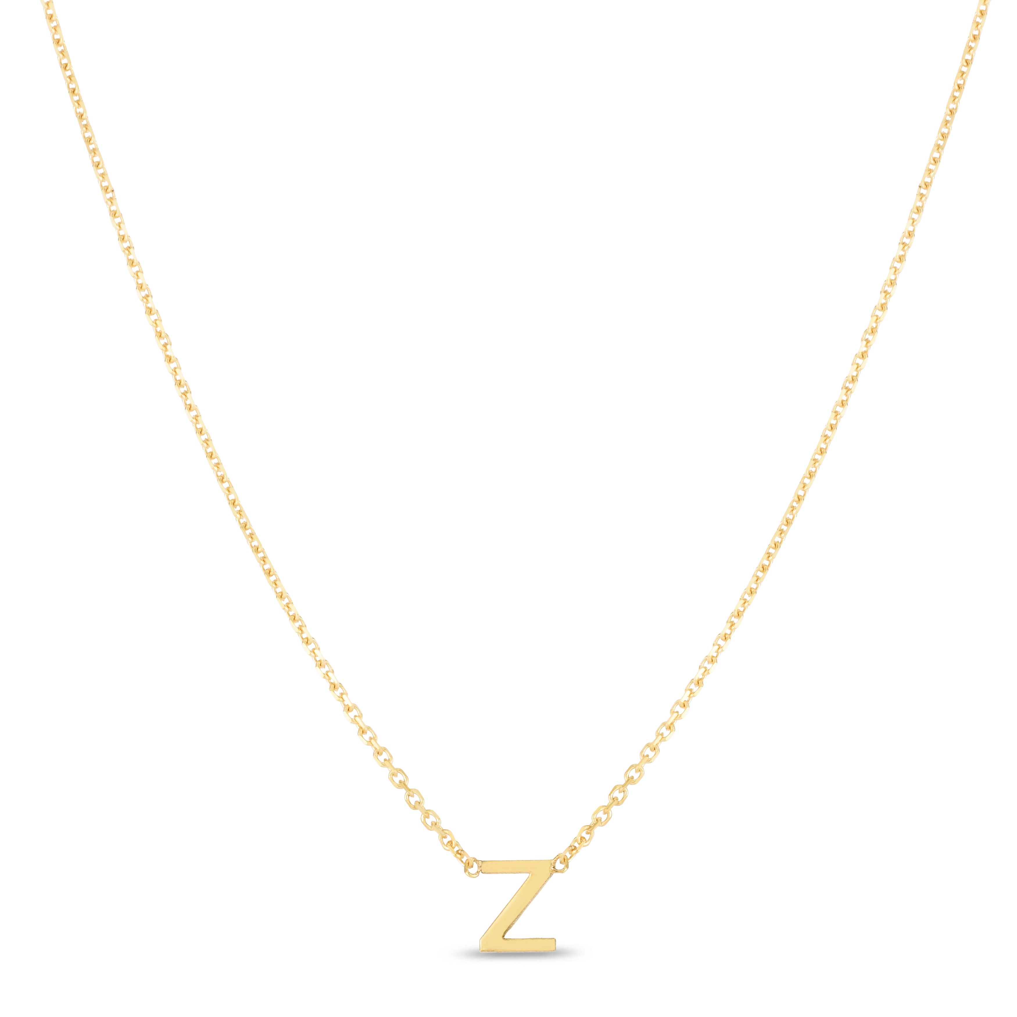 14K Gold Dainty Mini Initial Necklace: 18" Adjustable At 16"