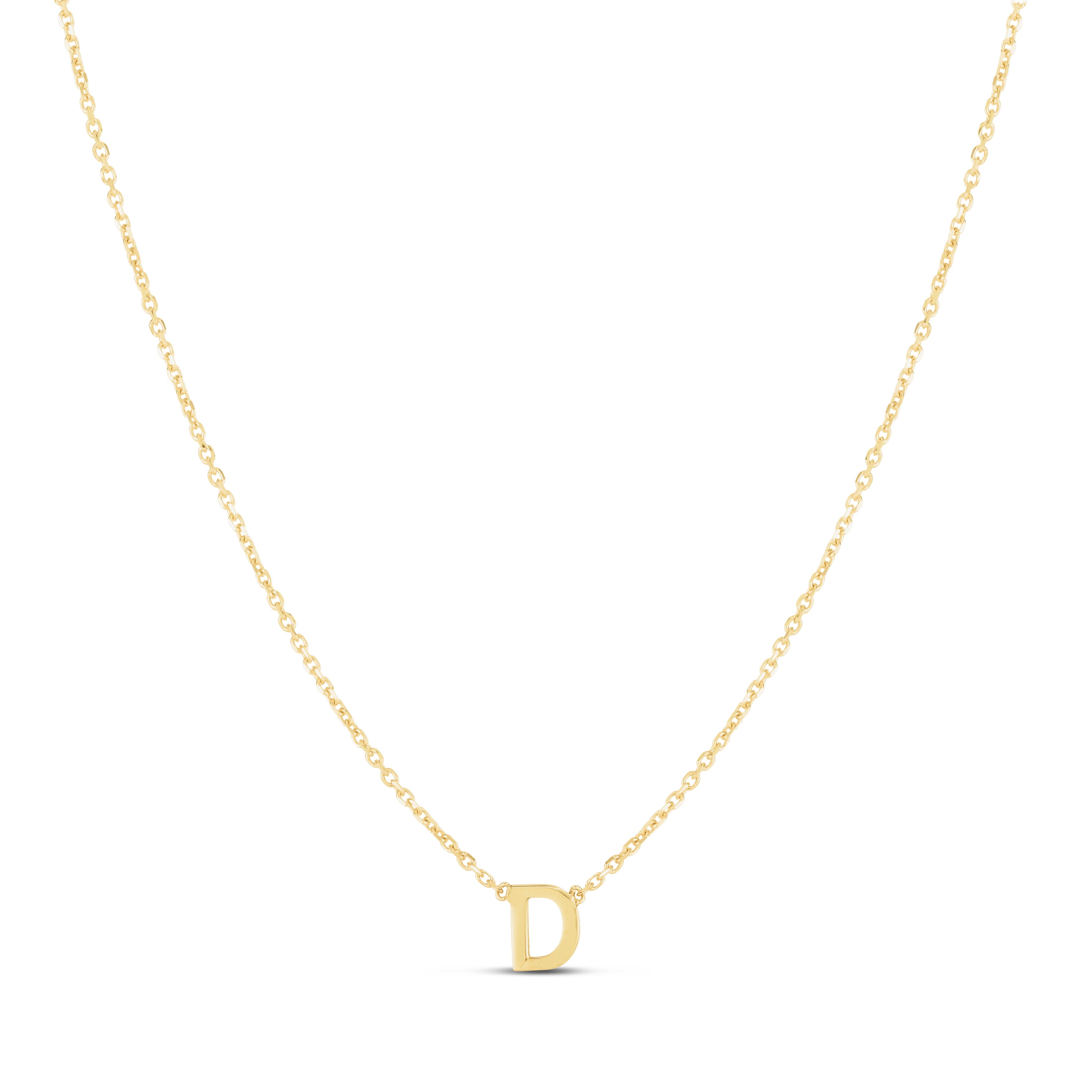 14K Gold Dainty Mini Initial Necklace: 18" Adjustable At 16"