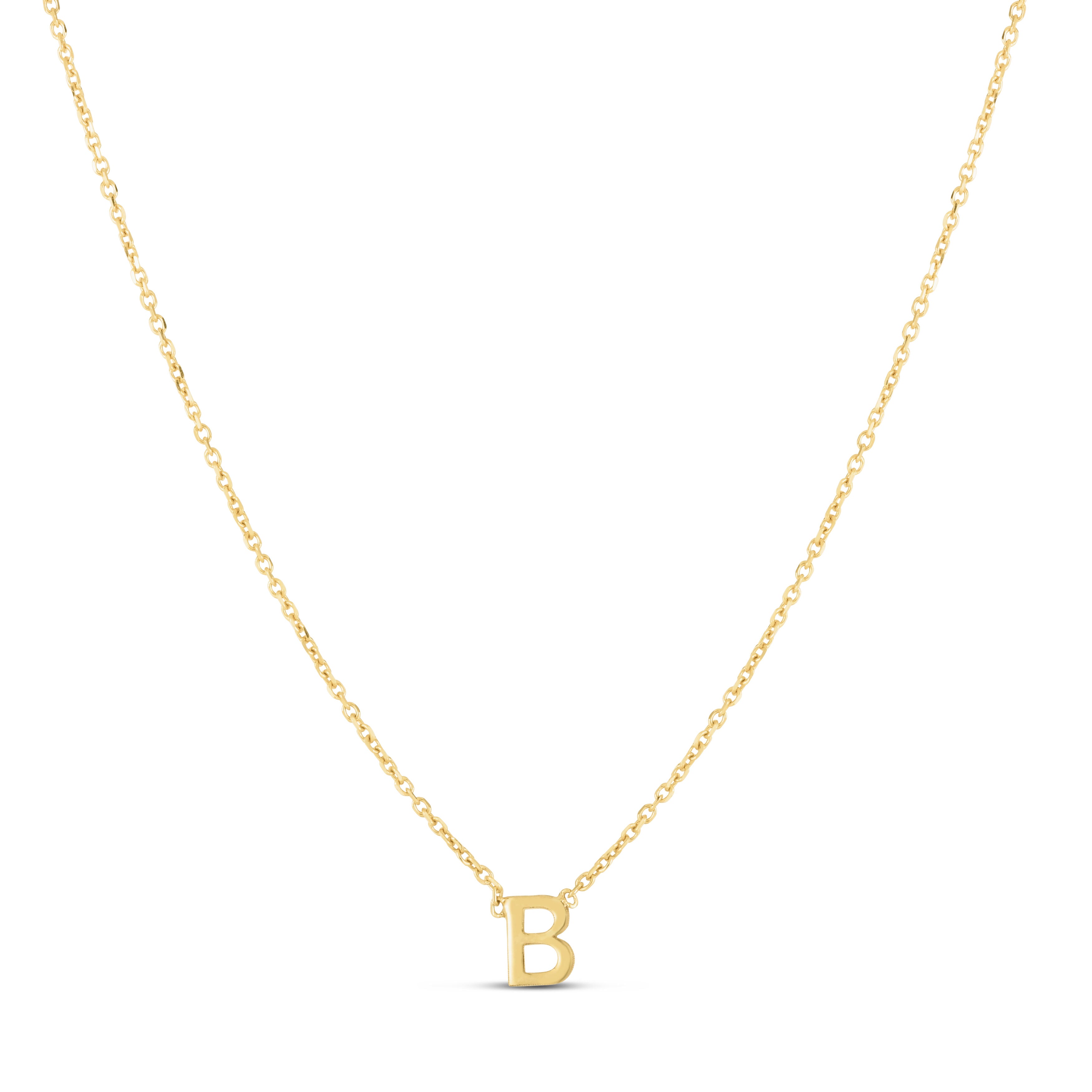 14K Gold Dainty Mini Initial Necklace: 18" Adjustable At 16"