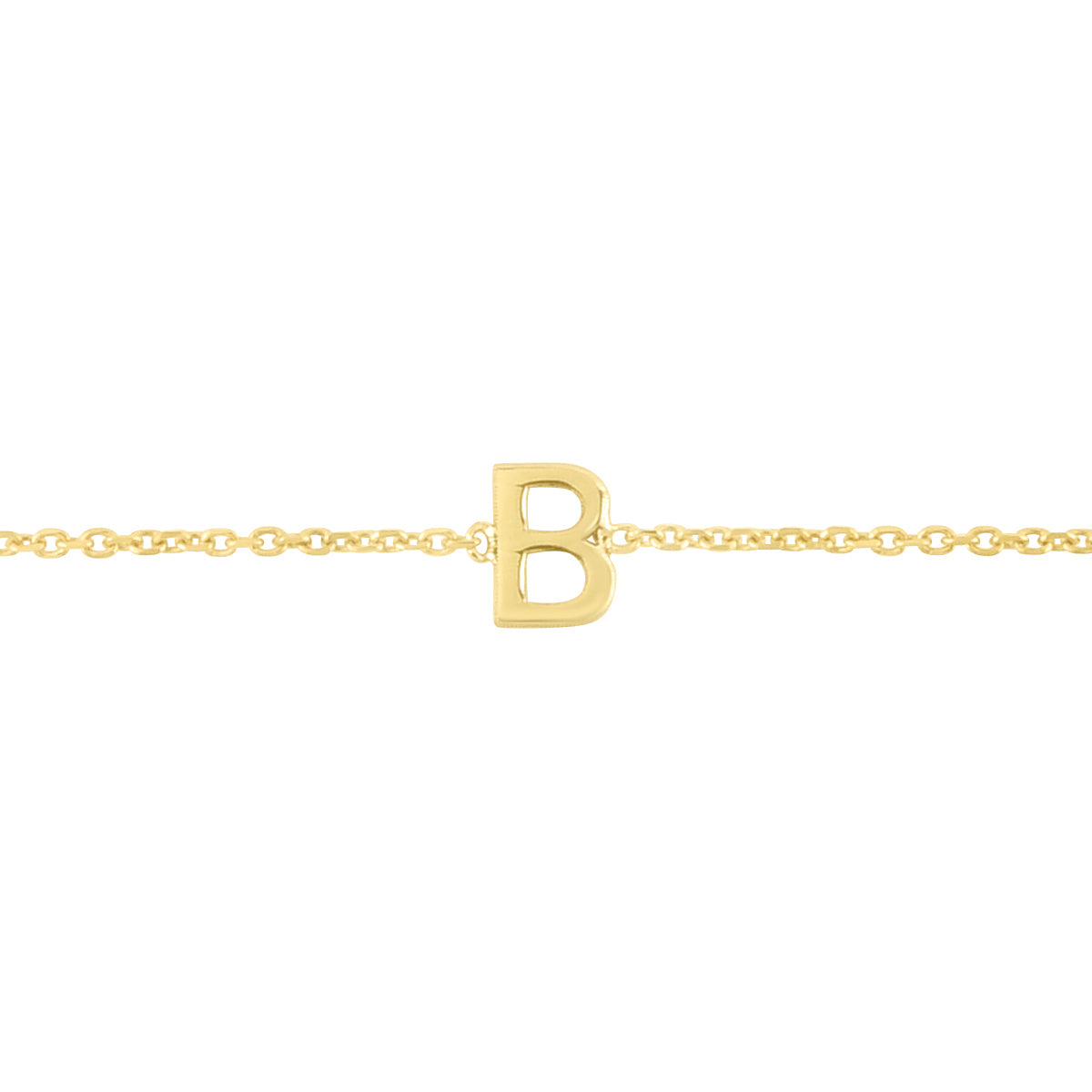 14K Gold Dainty Mini Initial Bracelet: 7" Adjustable at 6.5"