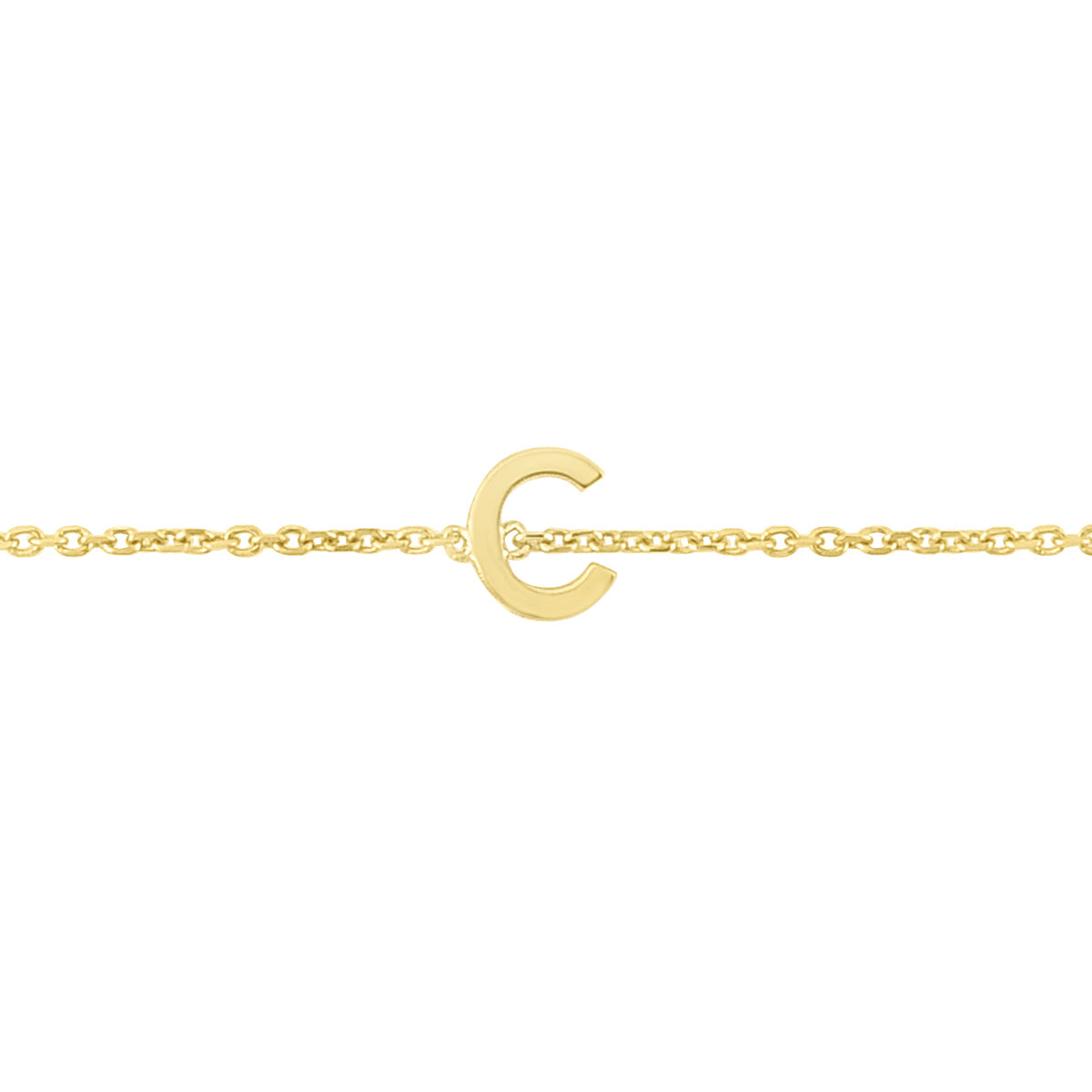 14K Gold Dainty Mini Initial Bracelet: 7" Adjustable at 6.5"