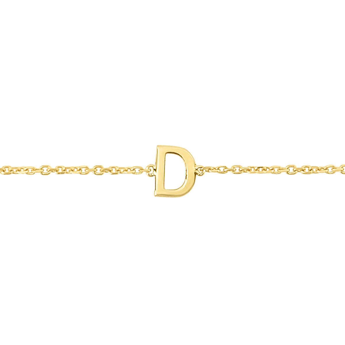 14K Gold Dainty Mini Initial Bracelet: 7" Adjustable at 6.5"