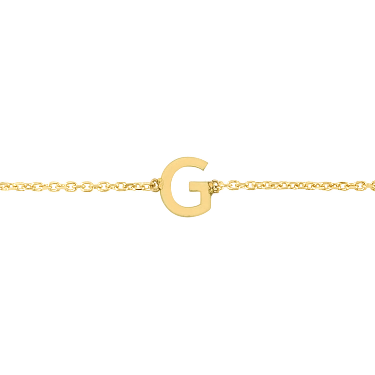 14K Gold Dainty Mini Initial Bracelet: 7" Adjustable at 6.5"