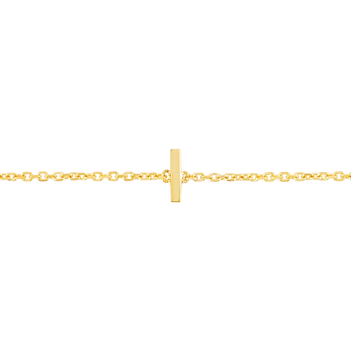 14K Gold Dainty Mini Initial Bracelet: 7" Adjustable at 6.5"