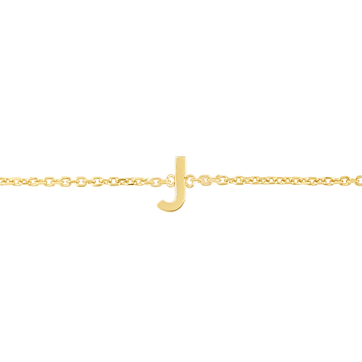 14K Gold Dainty Mini Initial Bracelet: 7" Adjustable at 6.5"