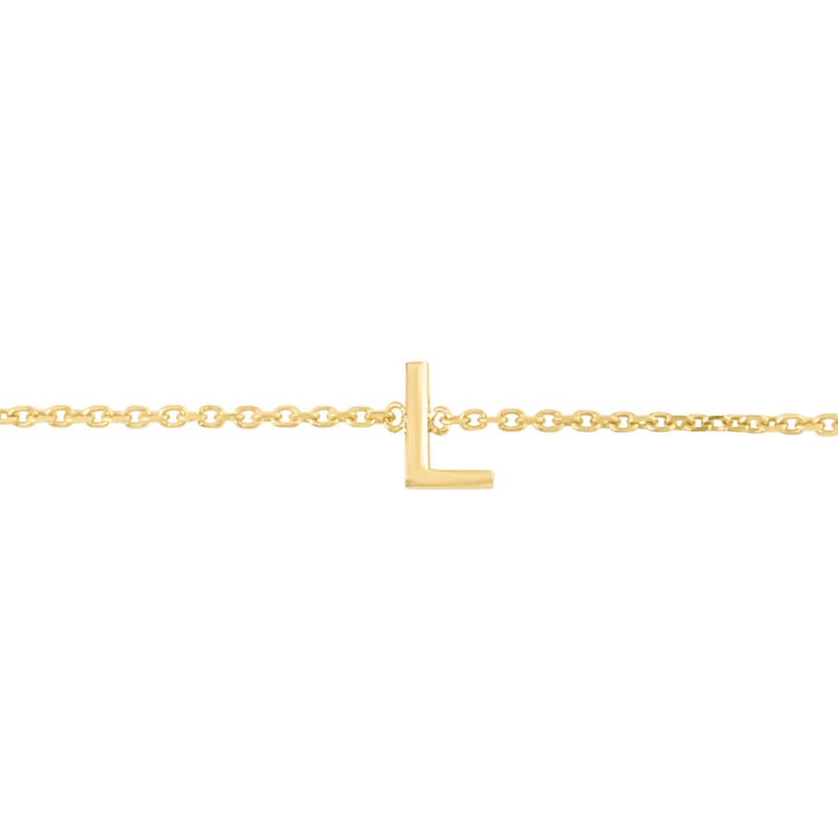 14K Gold Dainty Mini Initial Bracelet: 7" Adjustable at 6.5"