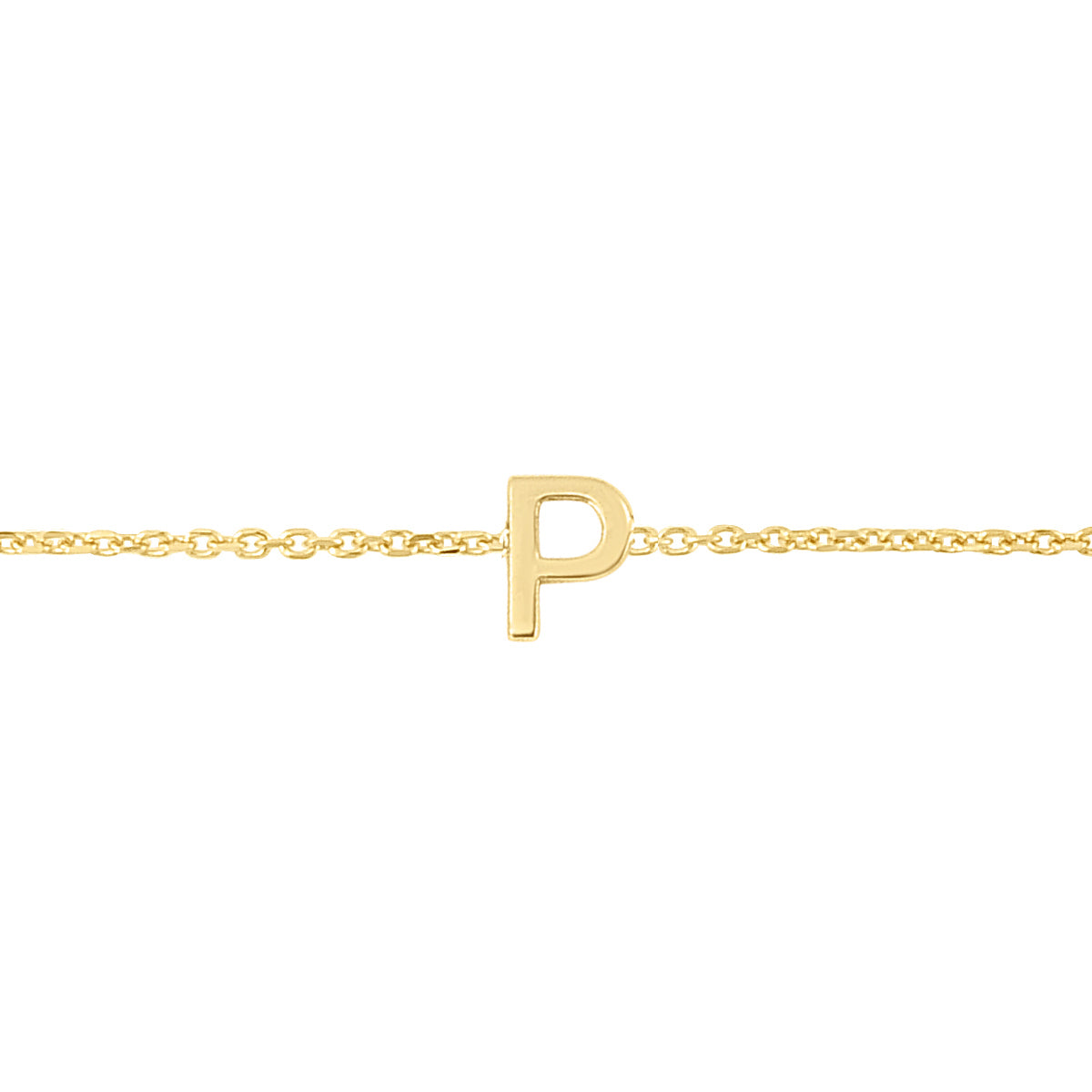 14K Gold Dainty Mini Initial Bracelet: 7" Adjustable at 6.5"