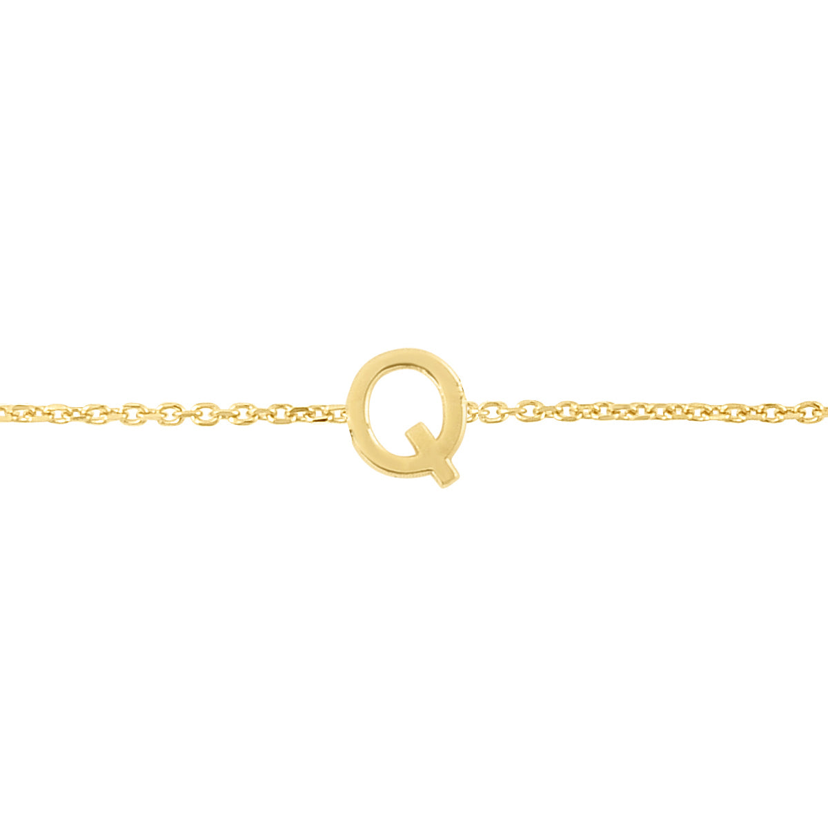 14K Gold Dainty Mini Initial Bracelet: 7" Adjustable at 6.5"