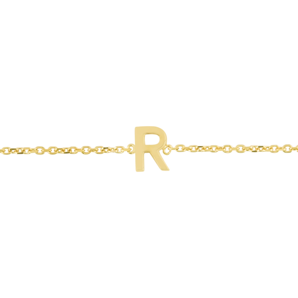 14K Gold Dainty Mini Initial Bracelet: 7" Adjustable at 6.5"