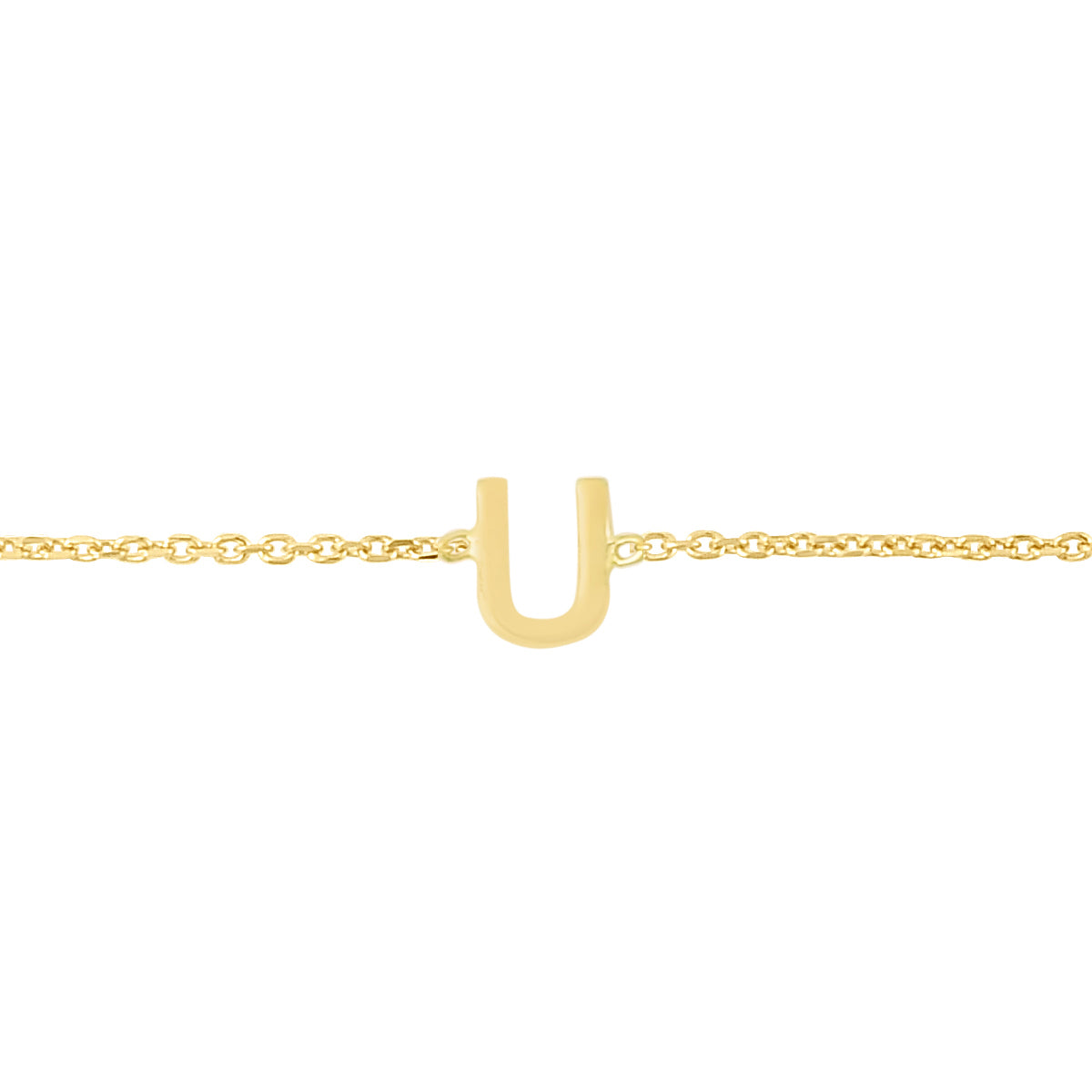 14K Gold Dainty Mini Initial Bracelet: 7" Adjustable at 6.5"