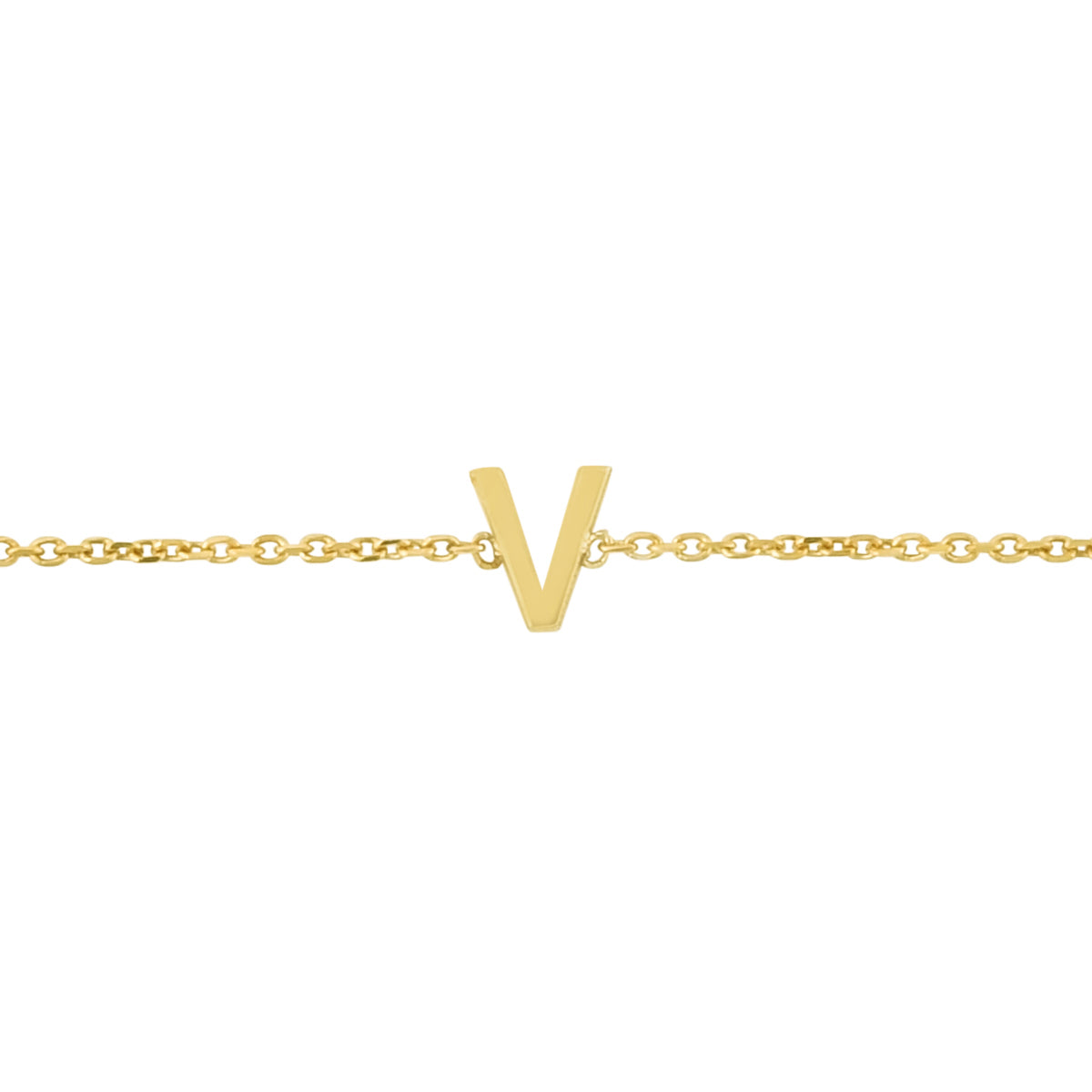 14K Gold Dainty Mini Initial Bracelet: 7" Adjustable at 6.5"