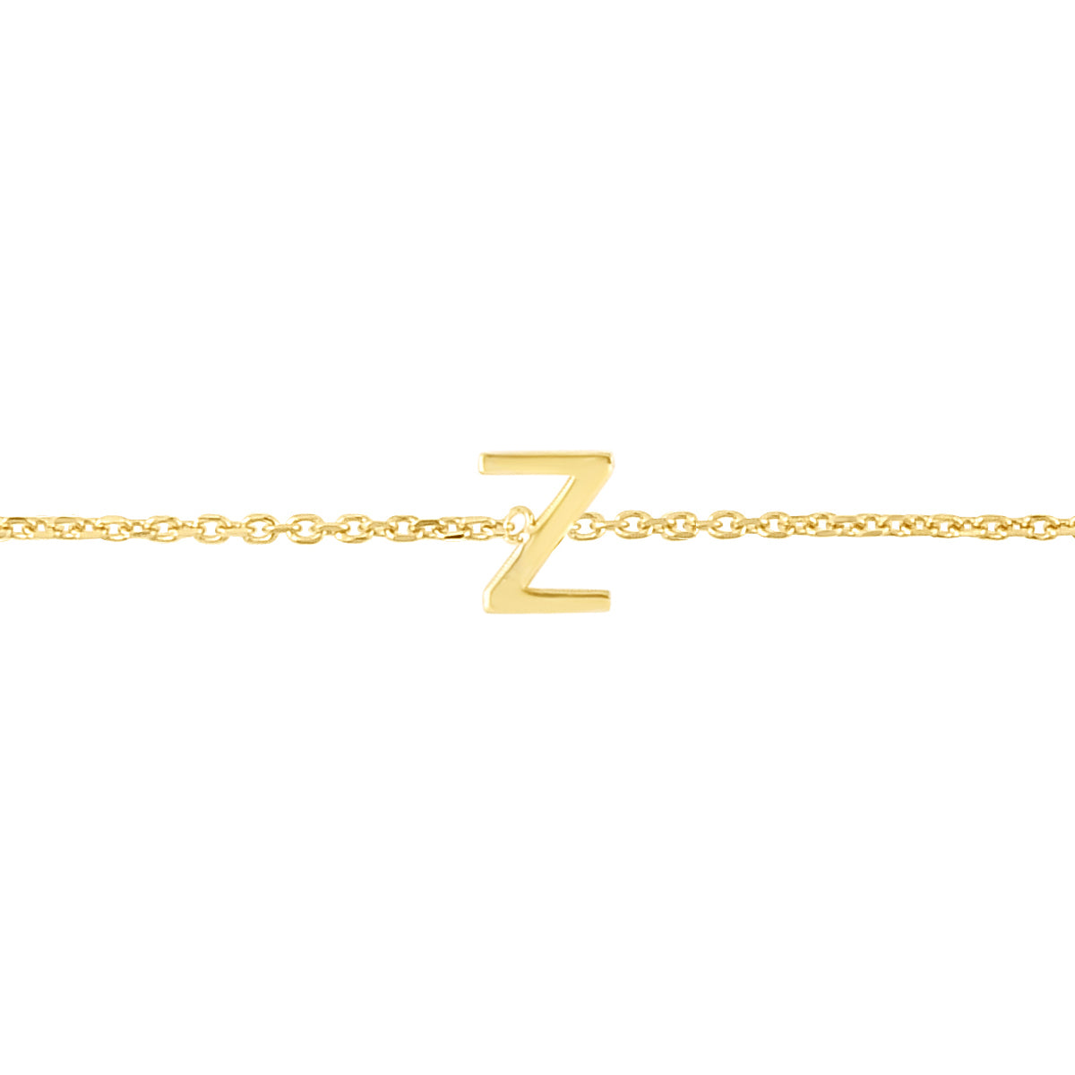 14K Gold Dainty Mini Initial Bracelet: 7" Adjustable at 6.5"