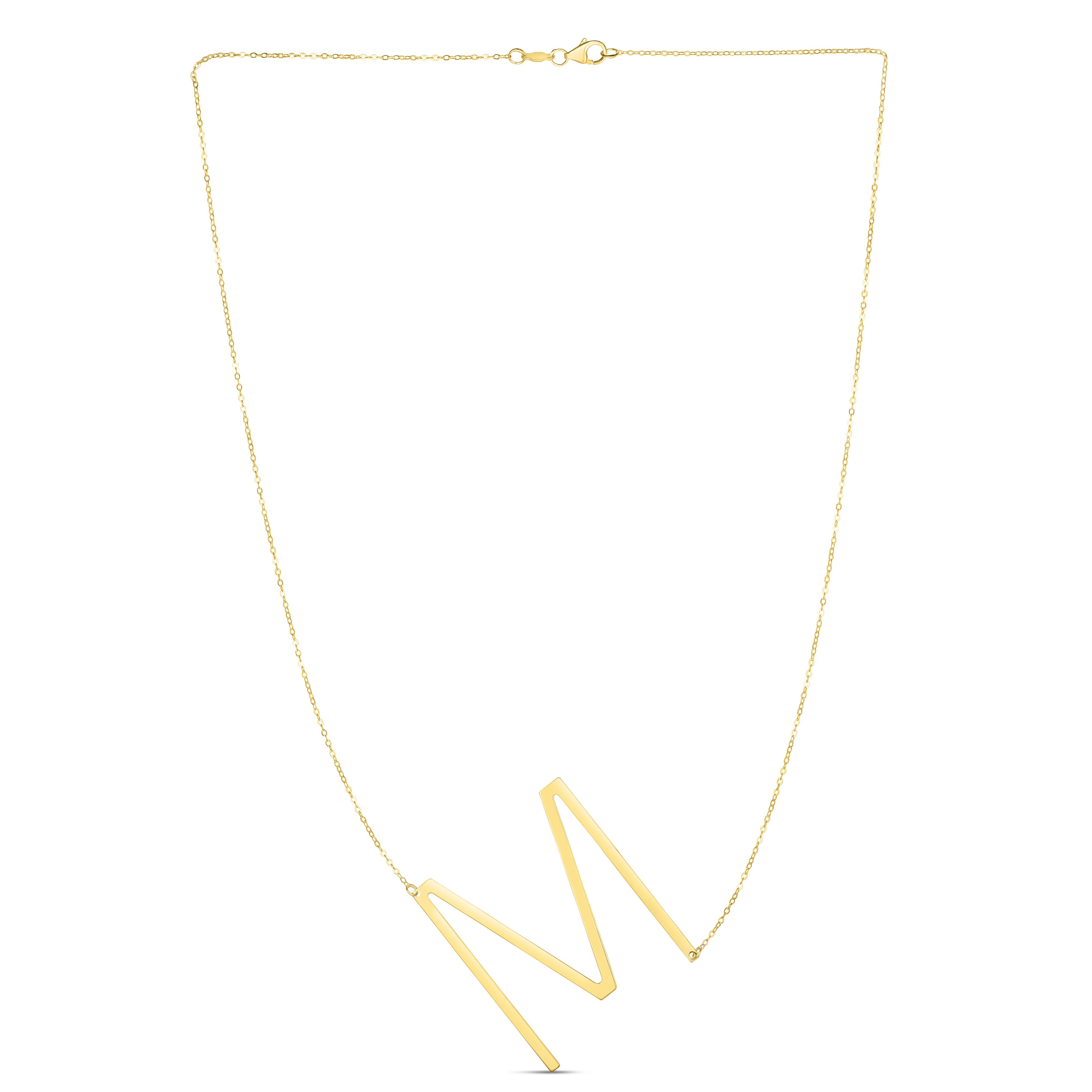 14K Gold Large Sideways Initial Necklace: 18"