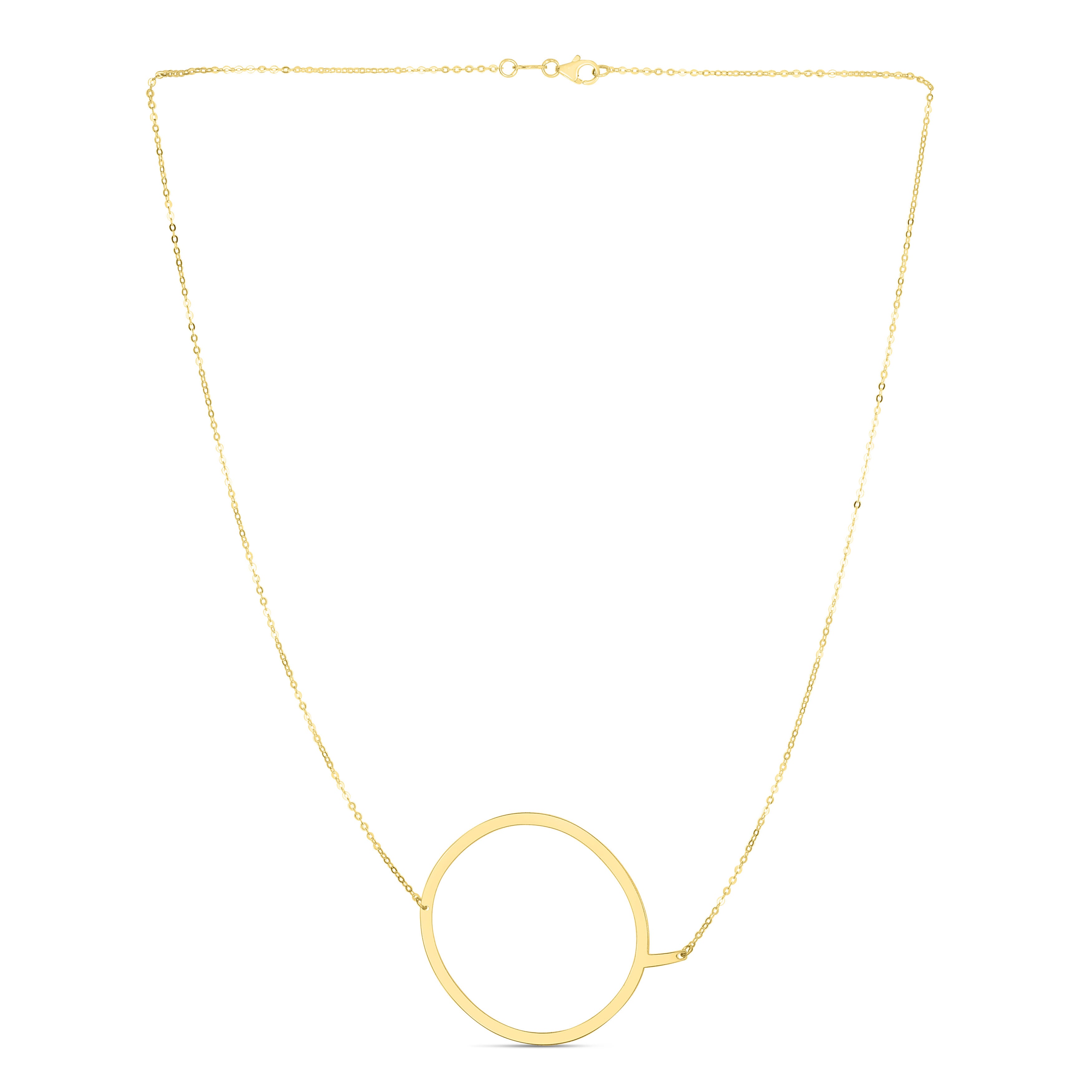 14K Gold Large Sideways Initial Necklace: 18"