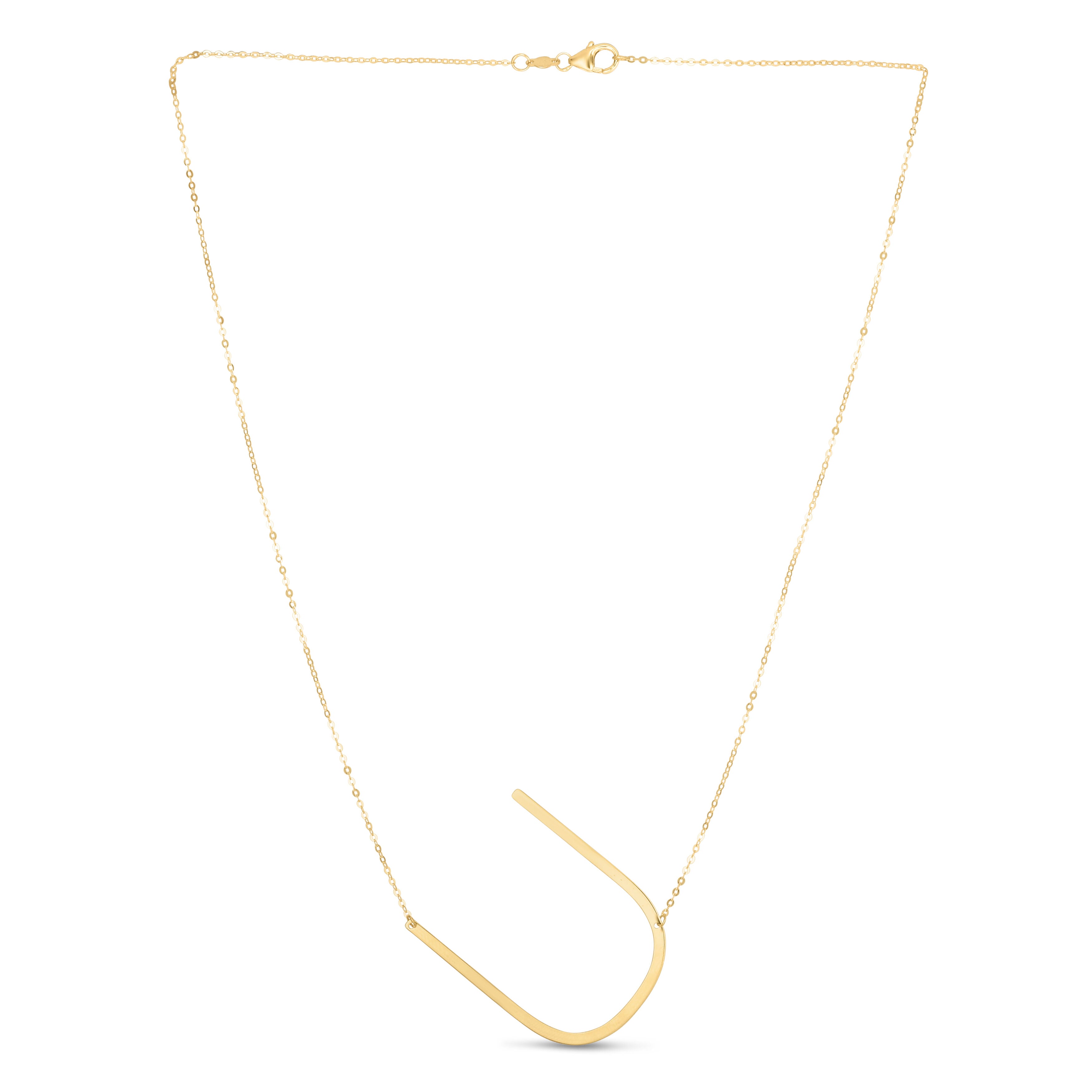 14K Gold Large Sideways Initial Necklace: 18"