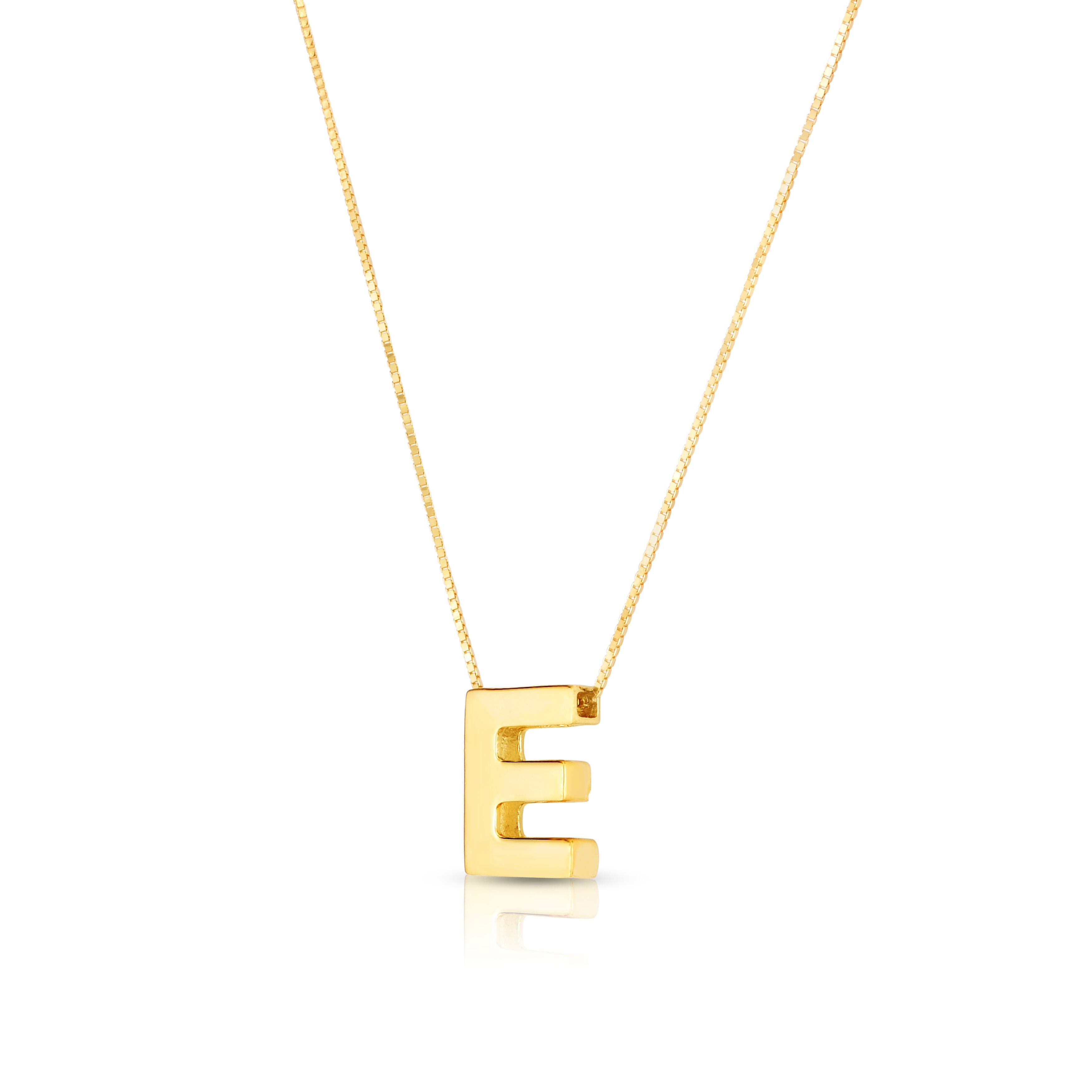 14K Gold Block Initial Pendant Necklace: 16-18" Adjustable
