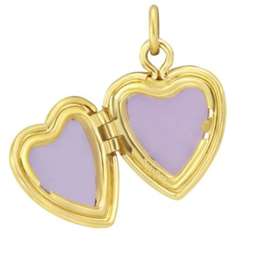 14K Gold Heart Locket Pendant: Floral and North Star Detail