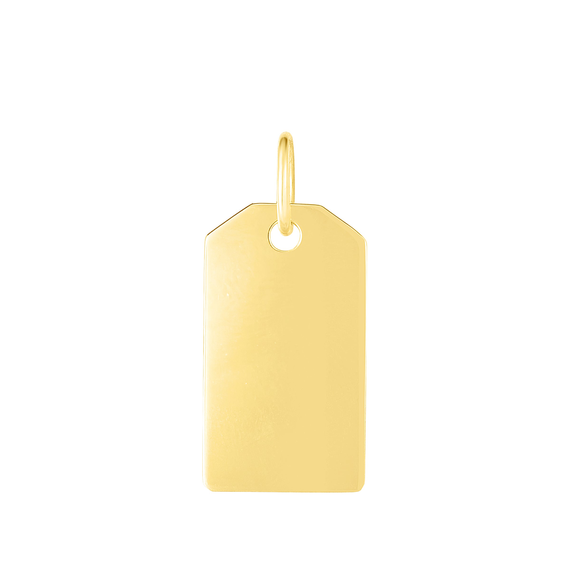 14K Gold Dog tag Pendant: Polished & Engravable