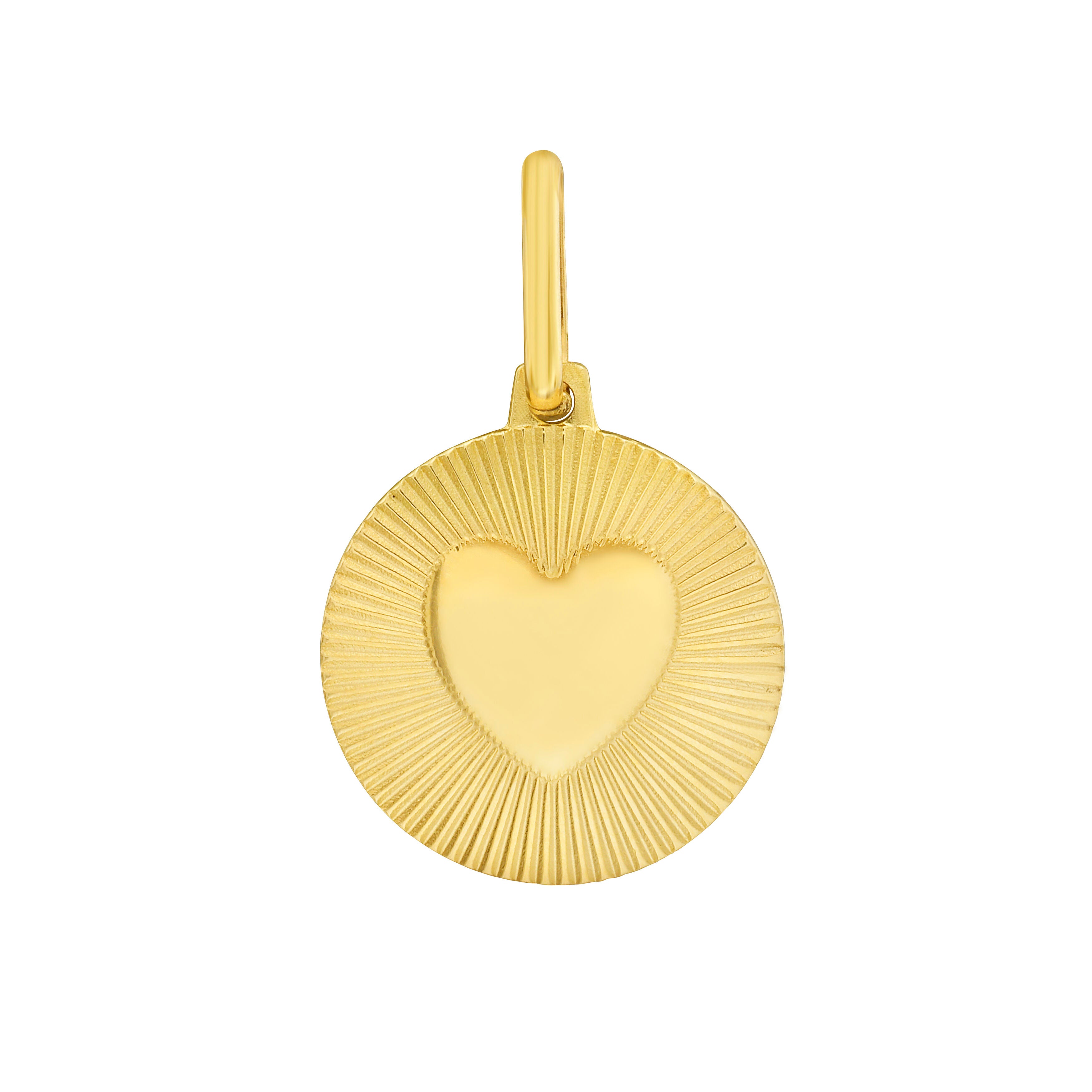 14K Gold Radiant Heart Charm Pendant