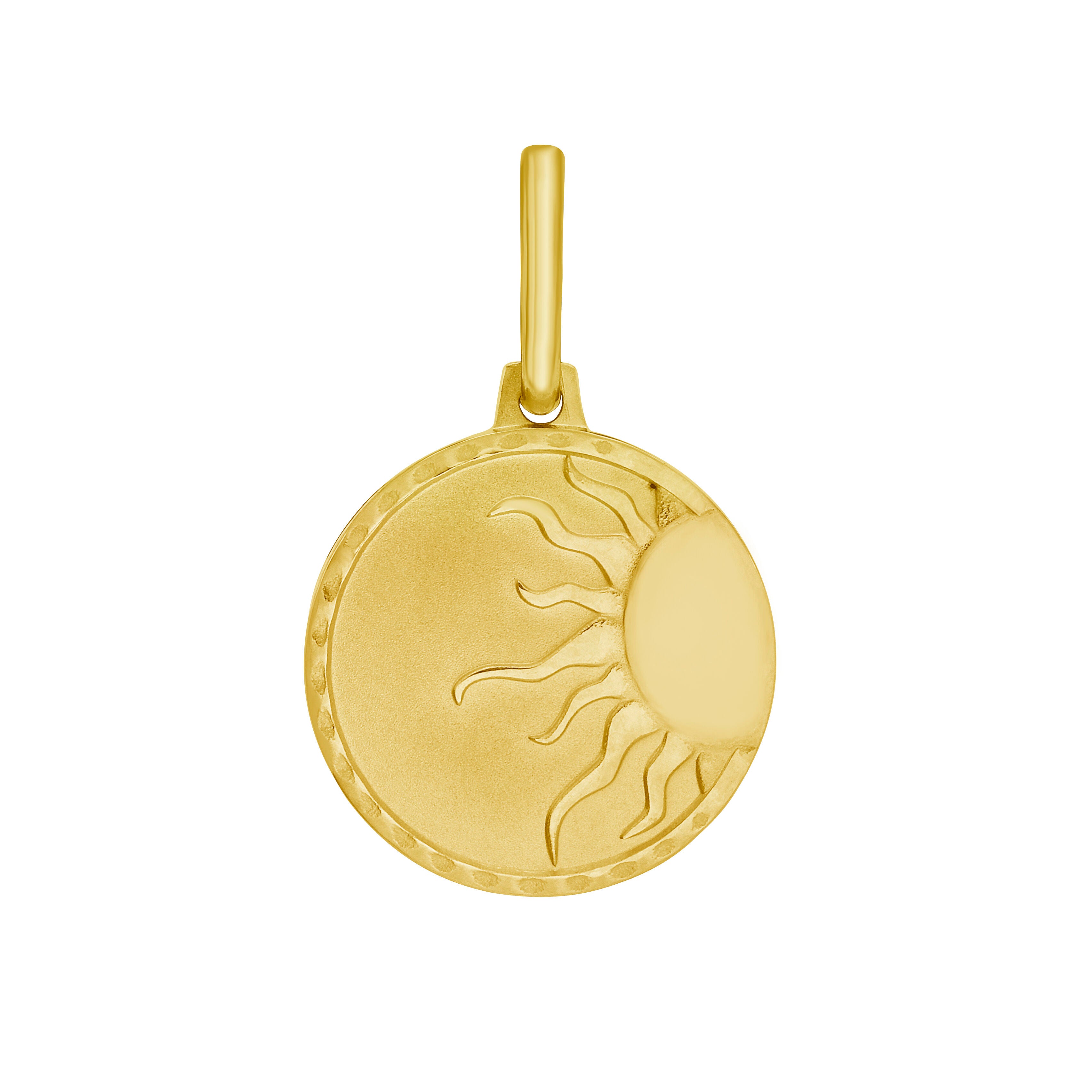 14K Gold Sun Disc Charm Pendant