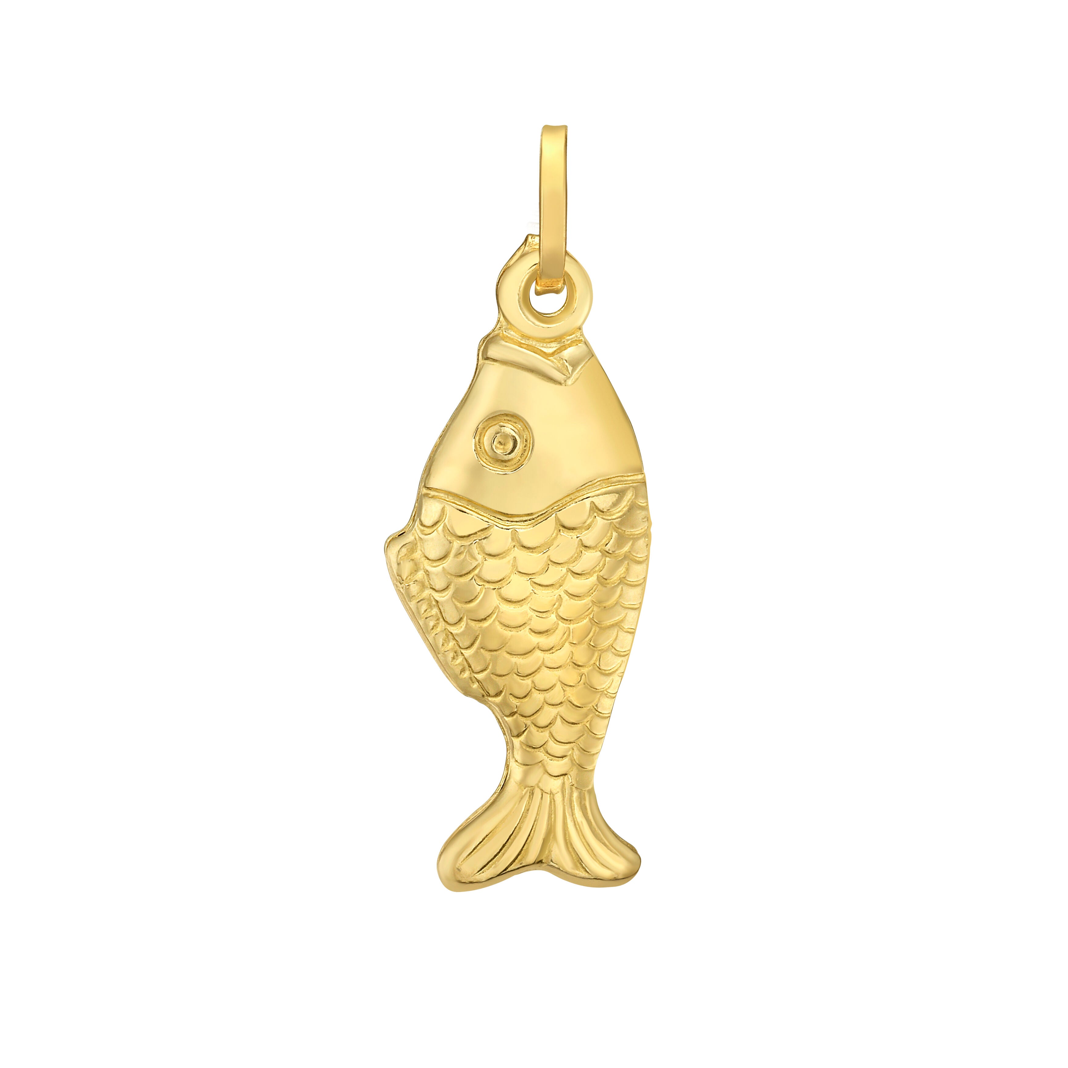 14K Gold Fish Charm Pendant