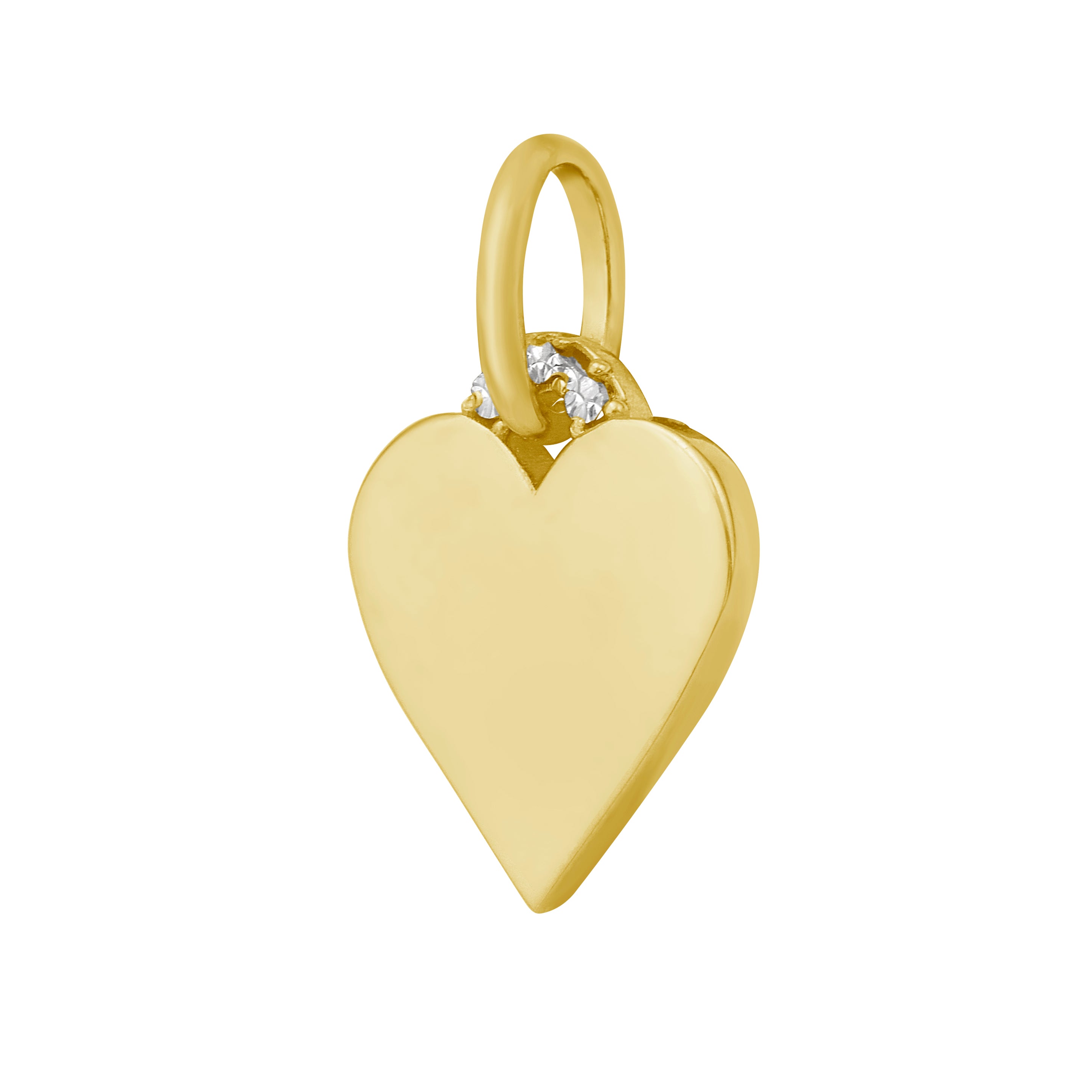 14K Two Tone Gold Heart Charm Pendant:  Polished Yellow Gold with White Gold Accent