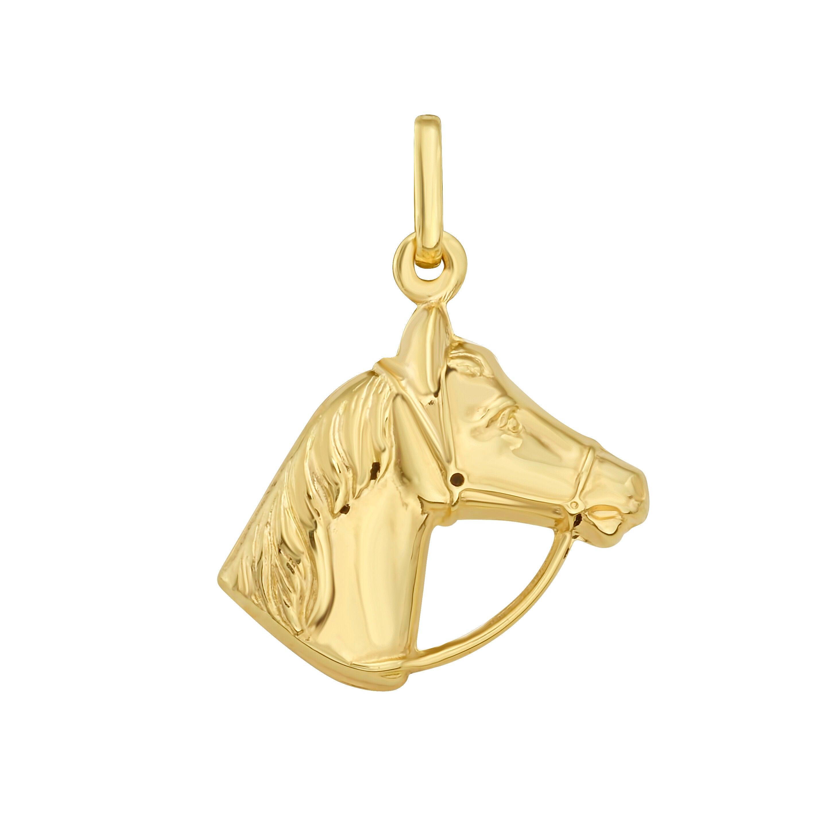 14K Gold Horse Head Charm Pendant