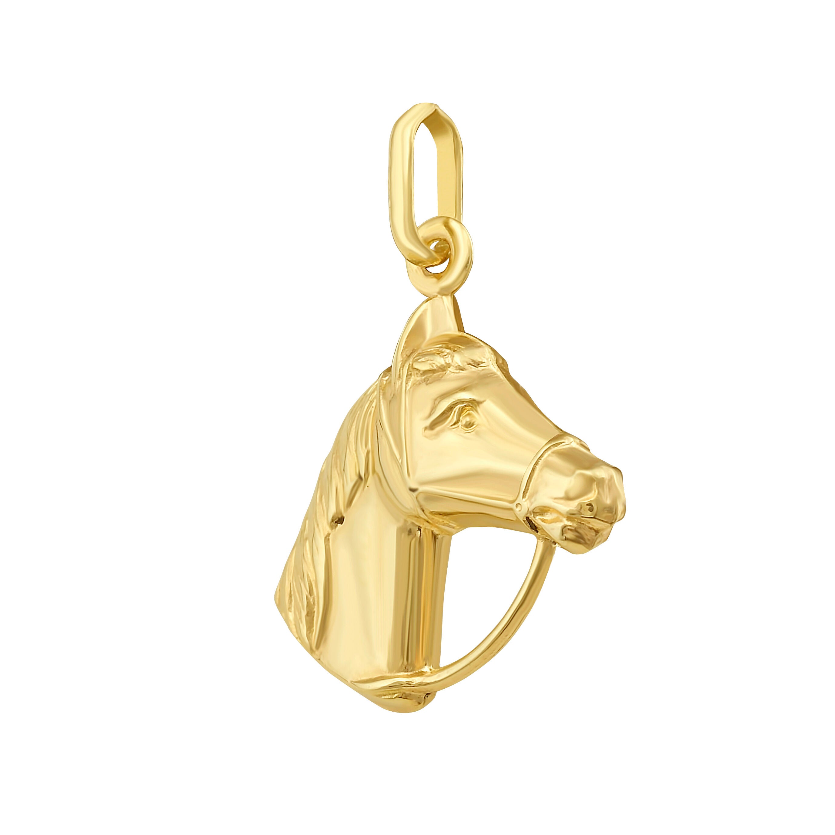 14K Gold Horse Head Charm Pendant