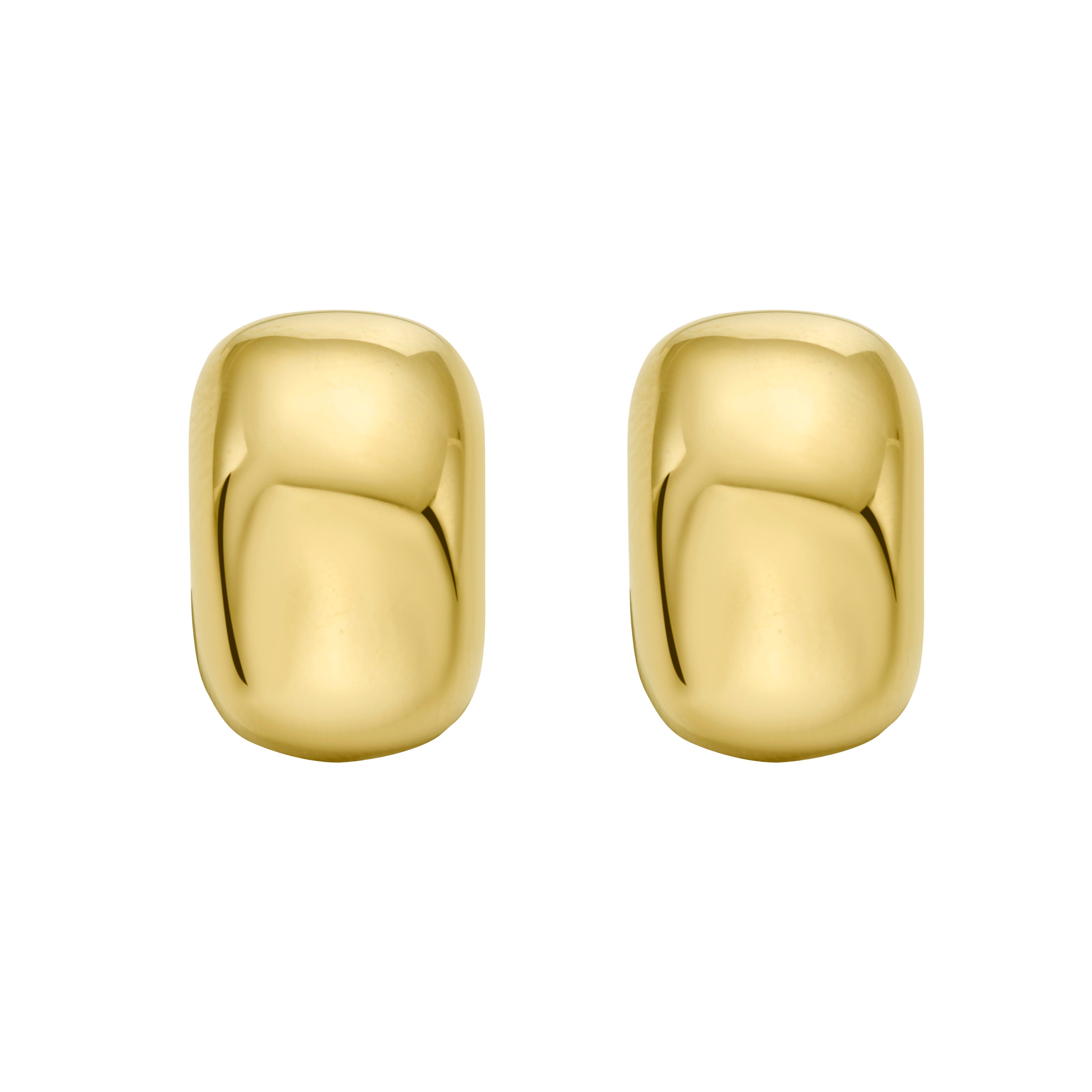 14K Solid Gold Chunky Puffed Huggie C-Hoop Earrings – Bold, Polished, Hypoallergenic