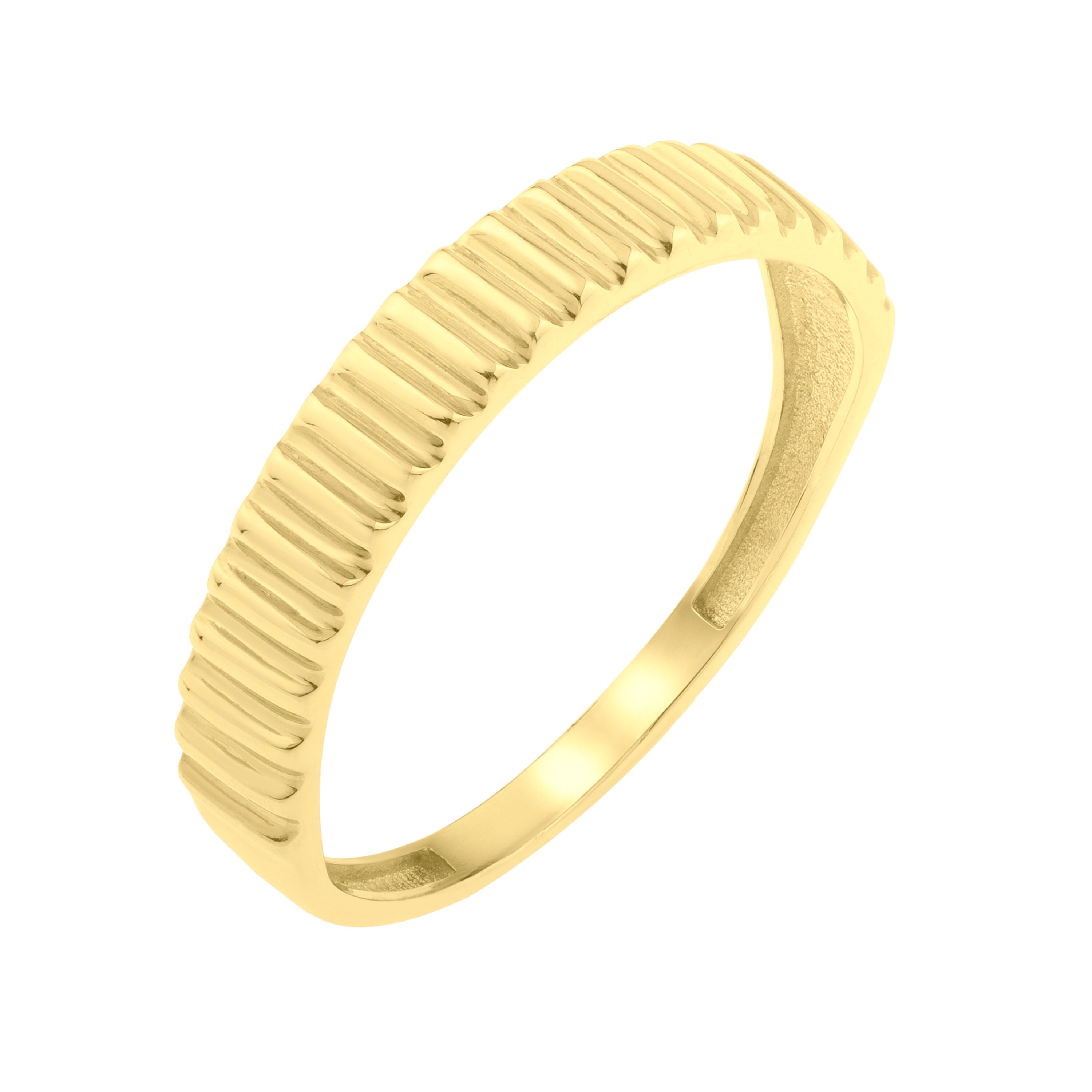 14K Gold Thin Ribbed Ring: 1.8 mm