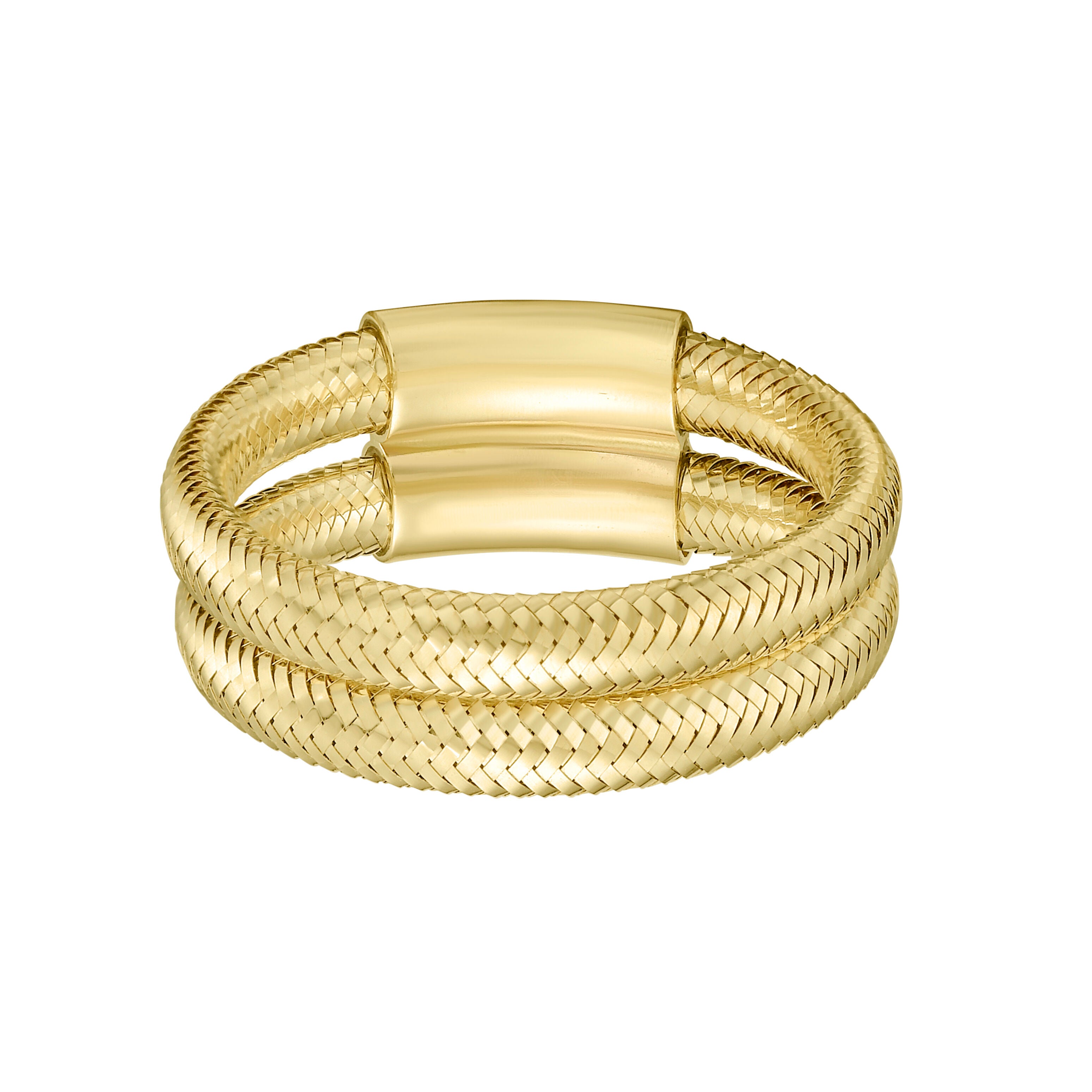 14K Gold Double Row Stretch Ring