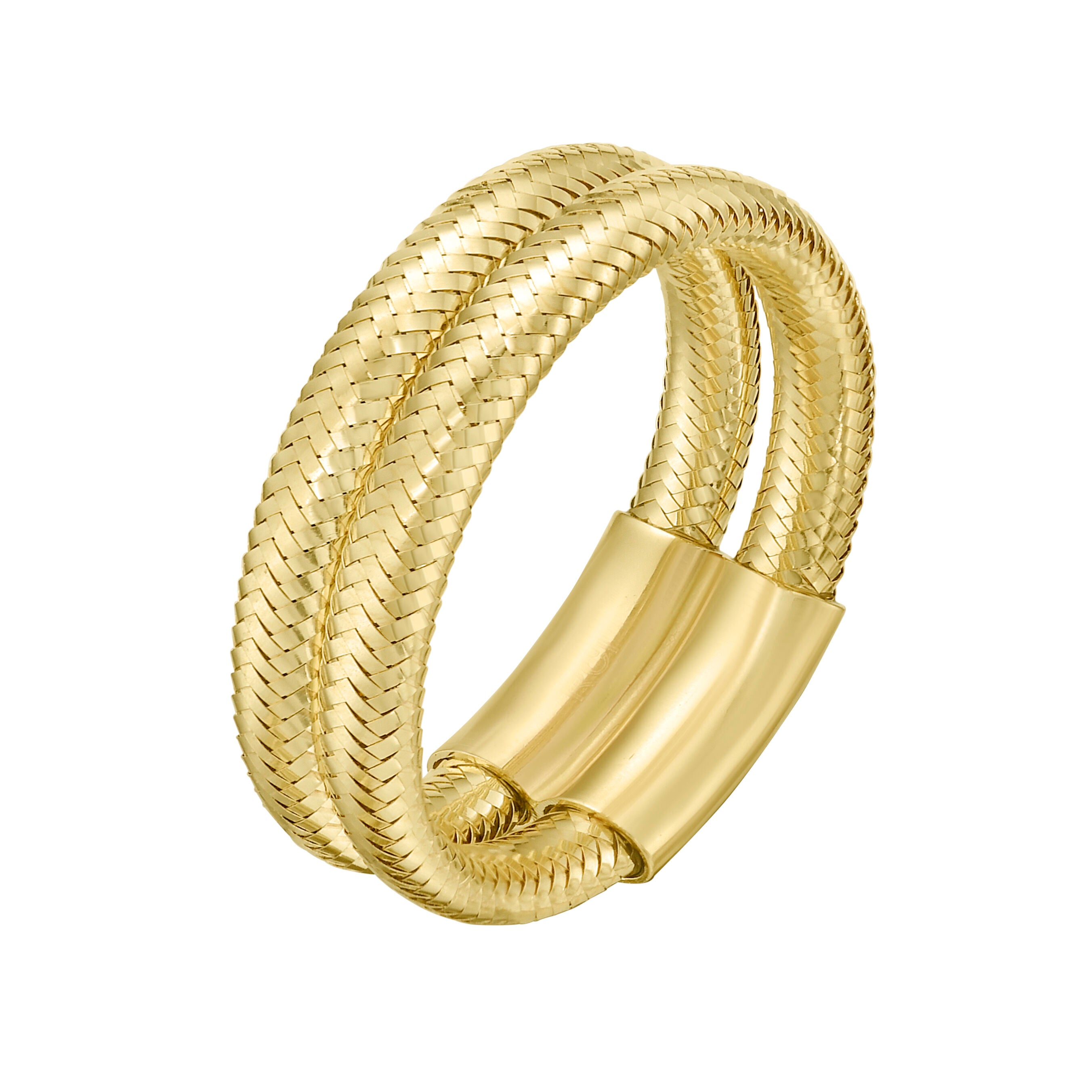 14K Gold Double Row Stretch Ring