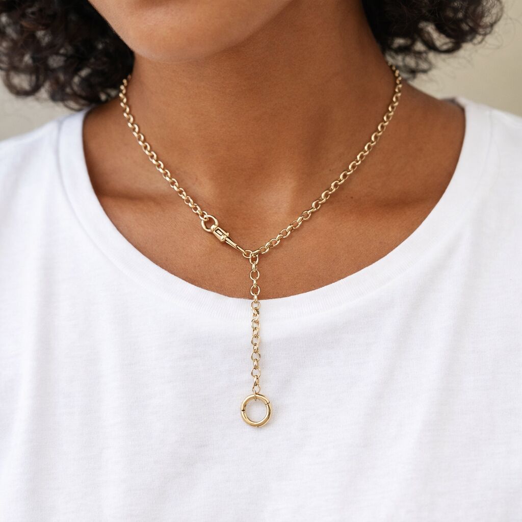 14K Yellow Gold Double Clasp Rolo Necklace – Made in Italy, Versatile, Elegant, Timeless